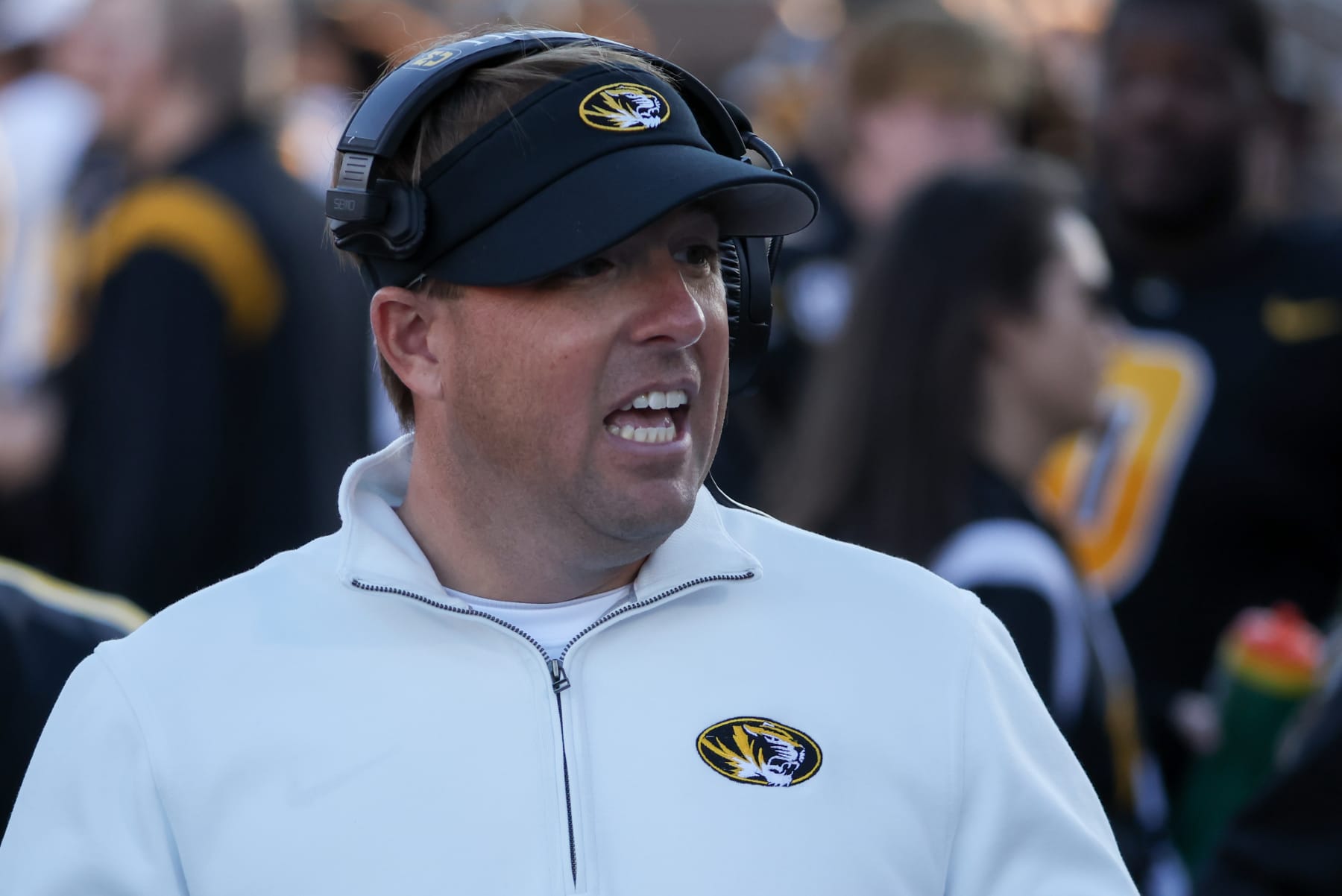 COLUMBIA, MO - NOVEMBER 25: Missouri Tigers head coach Eli Drinkwitz during an SEC college football game between the Arkansas Razorbacks and Missouri Tigers on November 25, 2022 at Memorial Stadium in Columbia, MO. (Photo by Scott Winters/Icon Sportswire via Getty Images)