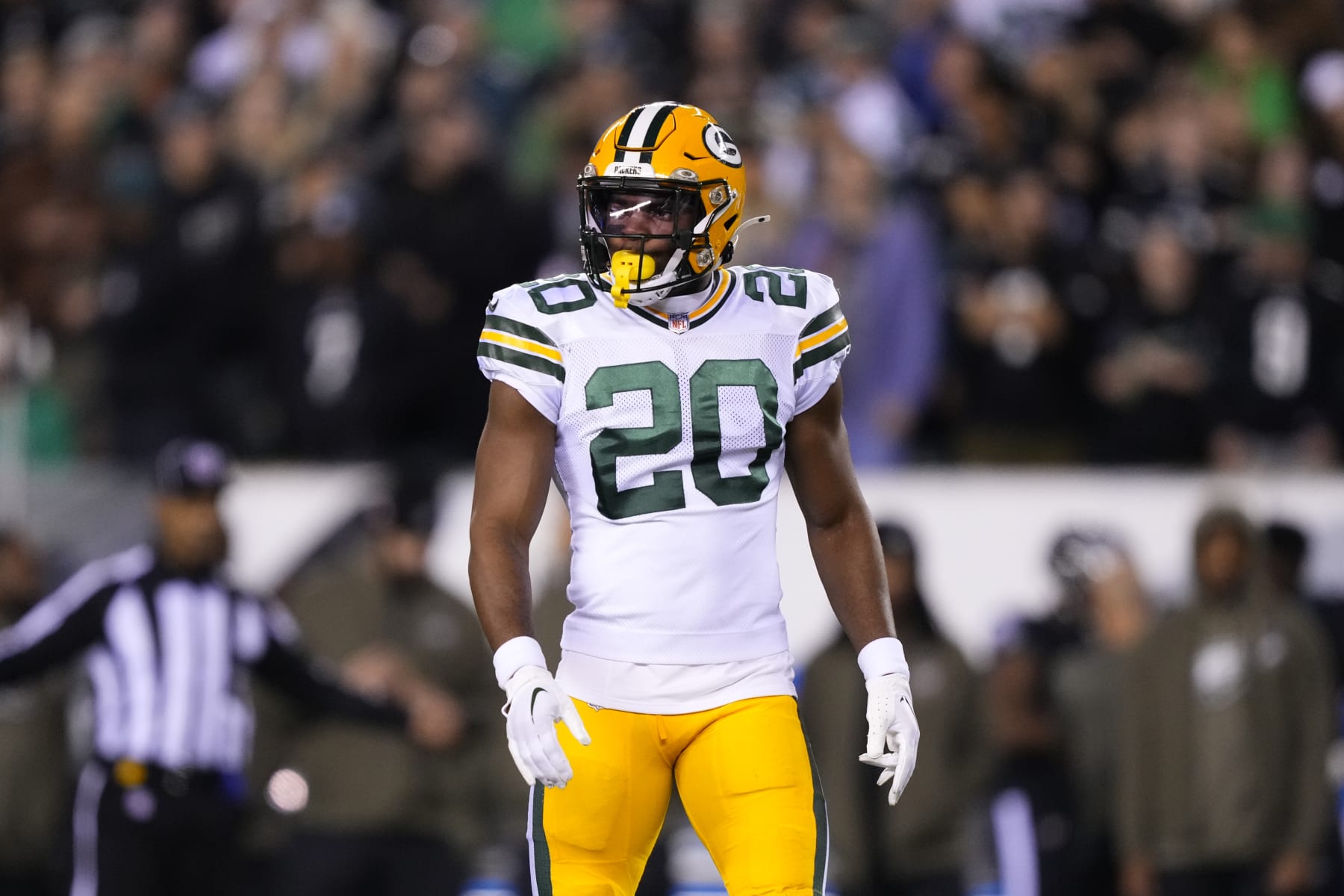 Green Bay Packers safety Rudy Ford in action during an NFL football game, Sunday, Nov. 27, 2022, in Philadelphia. (AP Photo/Matt Rourke)