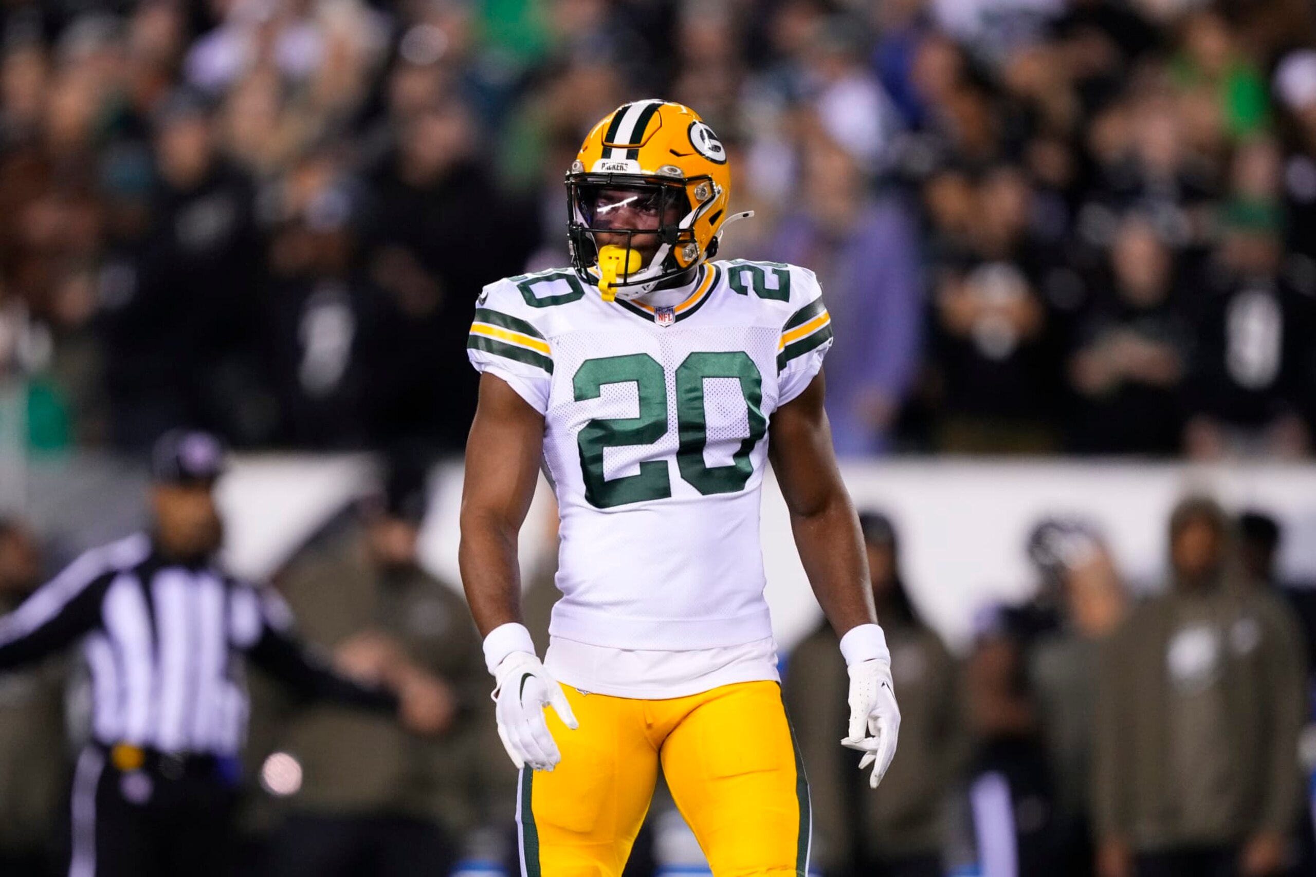 Green Bay Packers safety Rudy Ford in action during an NFL football game, Sunday, Nov. 27, 2022, in Philadelphia. (AP Photo/Matt Rourke)