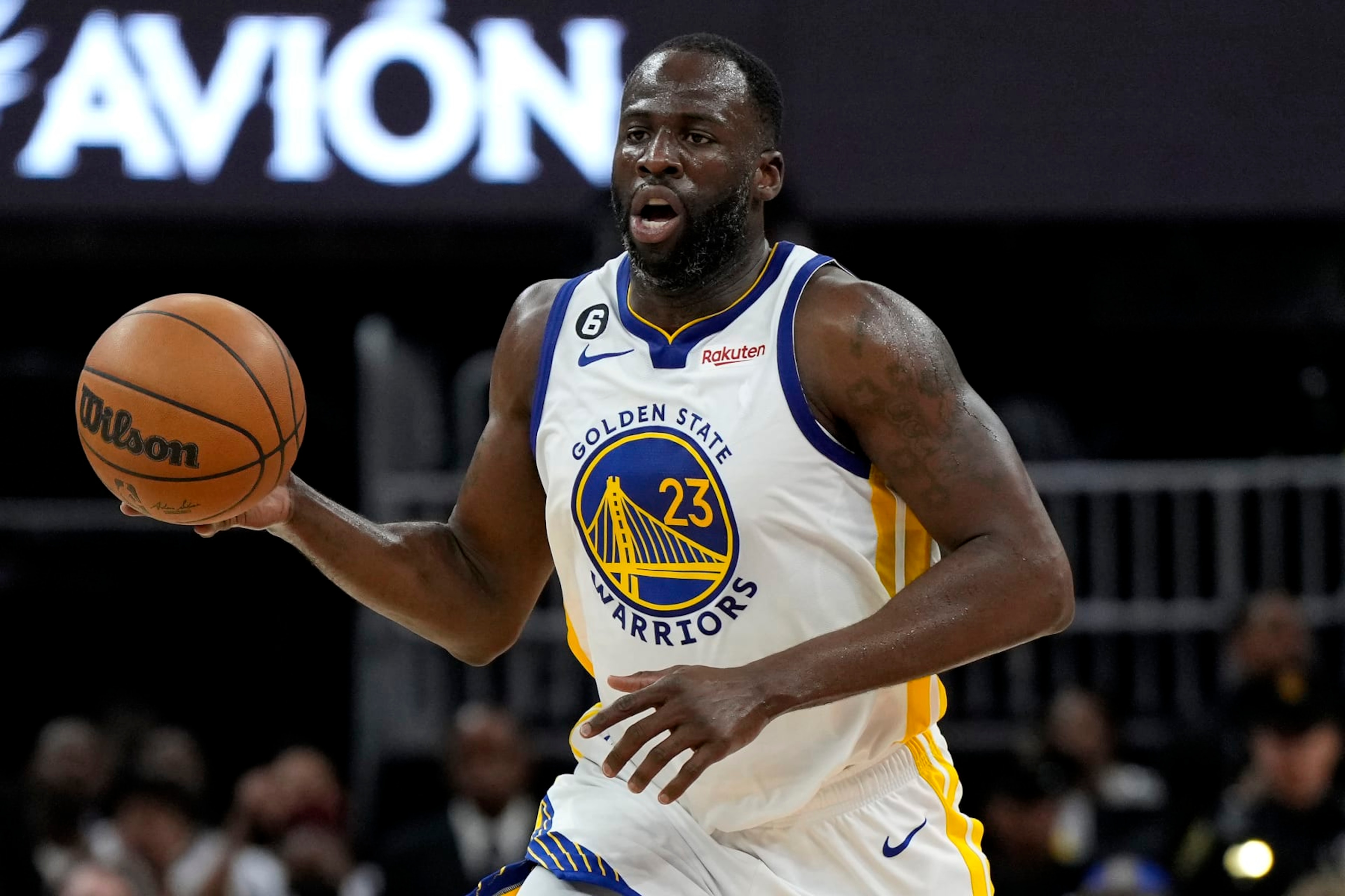 SAN FRANCISCO, CALIFORNIA - MAY 10: Draymond Green #23 of the Golden State Warriors brings the ball up court during the third quarter against the Los Angeles Lakers in game five of the Western Conference Semifinal Playoffs at Chase Center on May 10, 2023 in San Francisco, California. NOTE TO USER: User expressly acknowledges and agrees that, by downloading and or using this photograph, User is consenting to the terms and conditions of the Getty Images License Agreement. (Photo by Thearon W. Henderson/Getty Images) SAN FRANCISCO, CALIFORNIA - MAY 10: Draymond Green #23 of the Golden State Warriors brings the ball up court during the third quarter against the Los Angeles Lakers in game five of the Western Conference Semifinal Playoffs at Chase Center on May 10, 2023 in San Francisco, California. NOTE TO USER: User expressly acknowledges and agrees that, by downloading and or using this photograph, User is consenting to the terms and conditions of the Getty Images License Agreement. (Photo by Thearon W. Henderson/Getty Images)