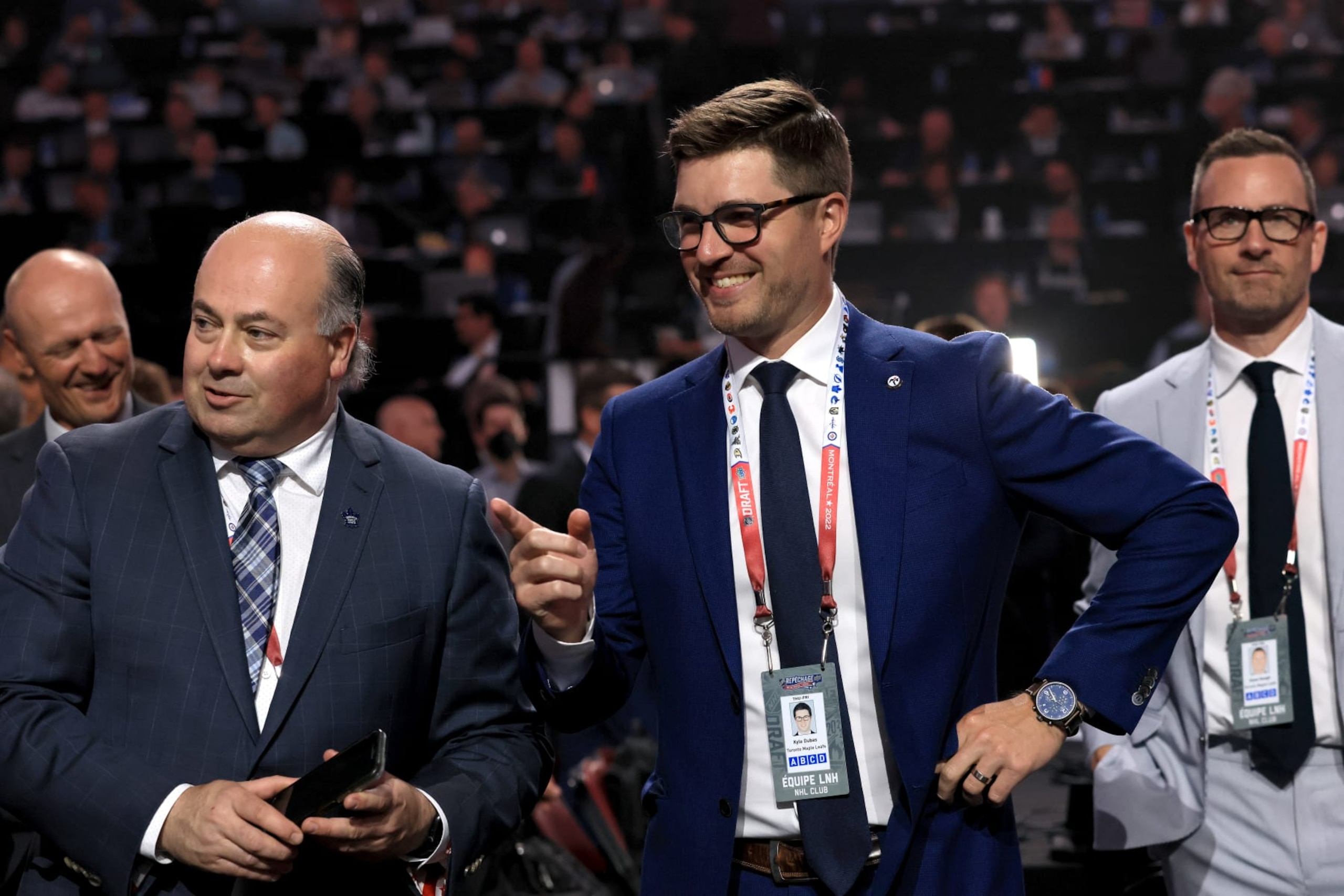 MONTREAL, QUEBEC - JULY 07: General manager Kyle Dubas of the Toronto Maple Leafs looks on prior to Round One of the 2022 Upper Deck NHL Draft at Bell Centre on July 07, 2022 in Montreal, Quebec, Canada. (Photo by Bruce Bennett/Getty Images) MONTREAL, QUEBEC - JULY 07: General manager Kyle Dubas of the Toronto Maple Leafs looks on prior to Round One of the 2022 Upper Deck NHL Draft at Bell Centre on July 07, 2022 in Montreal, Quebec, Canada. (Photo by Bruce Bennett/Getty Images)