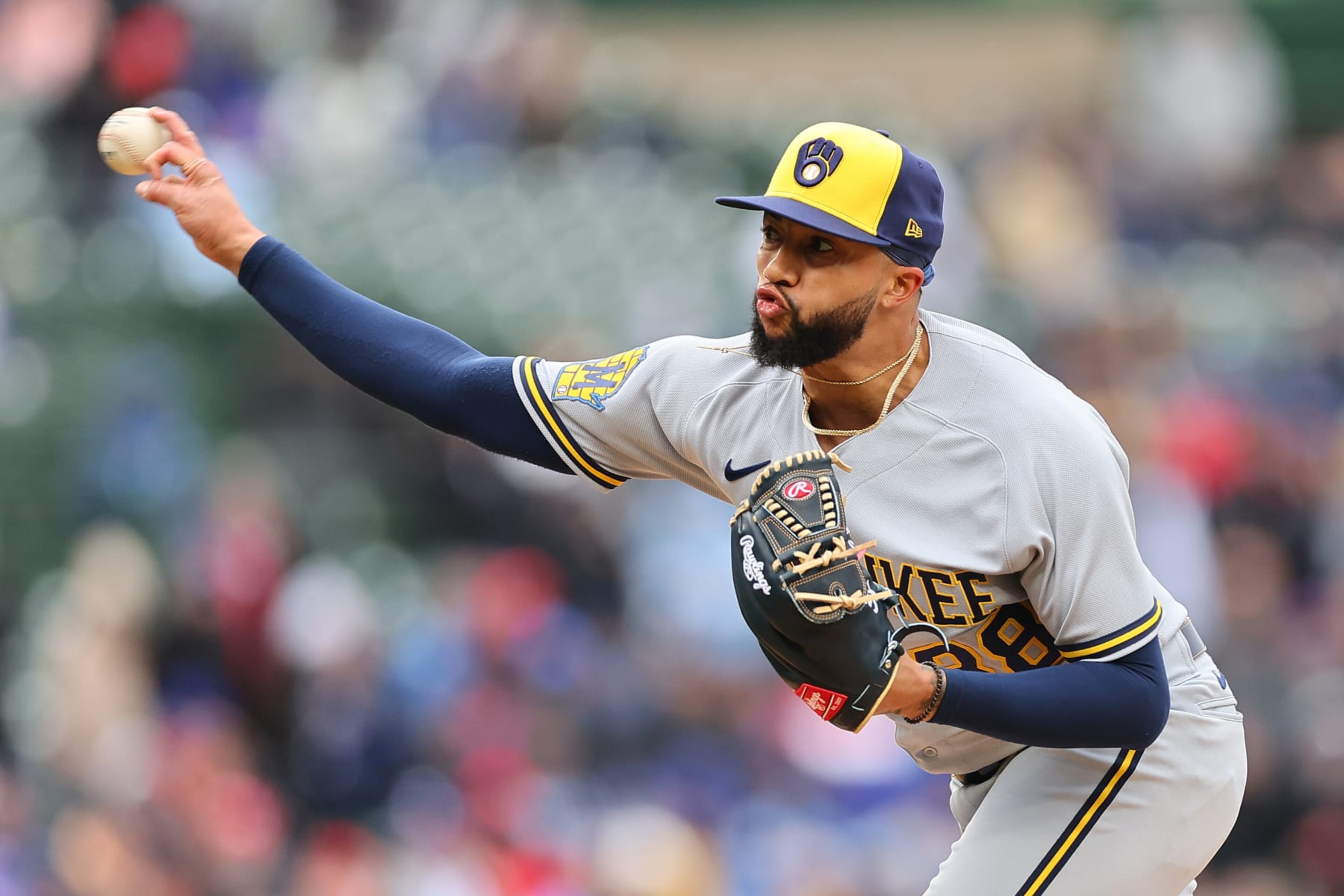 CHICAGO, ILLINOIS - APRIL 01: Devin Williams #38 of the Milwaukee Brewers delivers a pitch against the Chicago Cubs at Wrigley Field on April 01, 2023 in Chicago, Illinois. (Photo by Michael Reaves/Getty Images) CHICAGO, ILLINOIS - APRIL 01: Devin Williams #38 of the Milwaukee Brewers delivers a pitch against the Chicago Cubs at Wrigley Field on April 01, 2023 in Chicago, Illinois. (Photo by Michael Reaves/Getty Images)