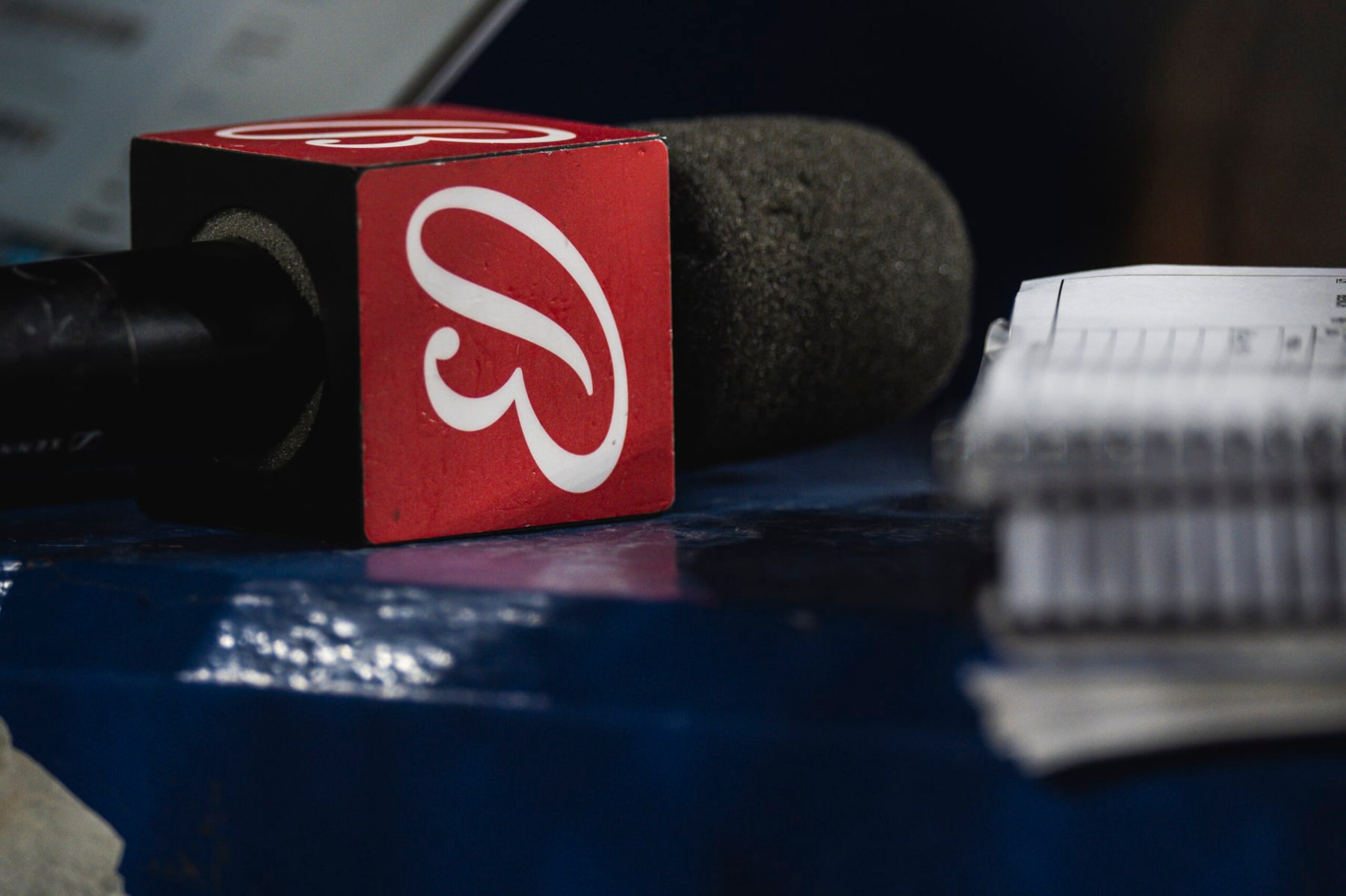 MIAMI, FL - MAY 30: A Bally Sports San Diego microphone sits on the ledge of the dugout as the San Diego Padres face against the Miami Marlins at loanDepot park on May 30, 2023 in Miami, Florida. (Photo by Matt Thomas/San Diego Padres/Getty Images)