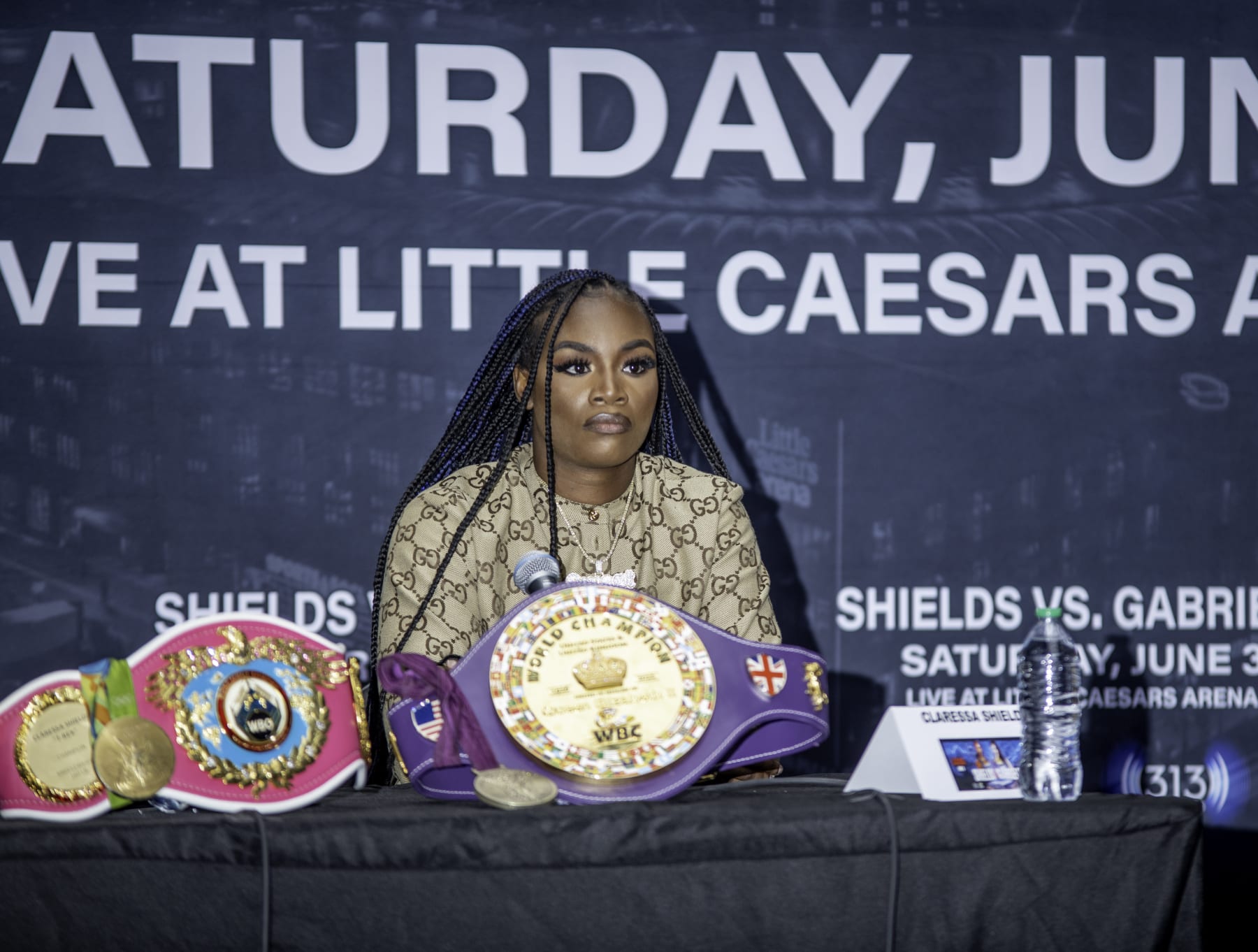 Claressa Shields during a press conference for the fight.