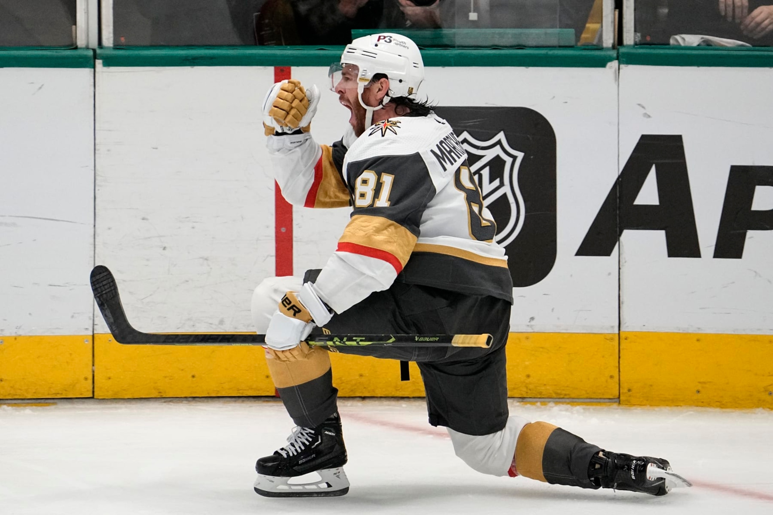DALLAS, TEXAS - MAY 29: Jonathan Marchessault #81 of the Vegas Golden Knights celebrates after scoring a goal against the Dallas Stars during the second period in Game Six of the Western Conference Final of the 2023 Stanley Cup Playoffs at American Airlines Center on May 29, 2023 in Dallas, Texas. (Photo by Sam Hodde/NHLI via Getty Images)