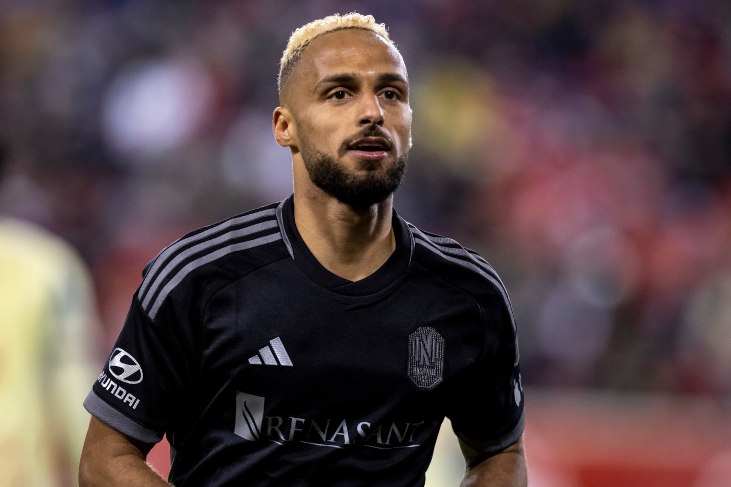 HARRISON, NJ - MARCH 04: Hany Mukhtar #10 of Nashville SC in the second half of the Major League Soccer match against New York Red Bulls at Red Bull Arena on March 4, 2023 in Harrison, New Jersey. (Photo by Ira L. Black - Corbis/Getty Images)