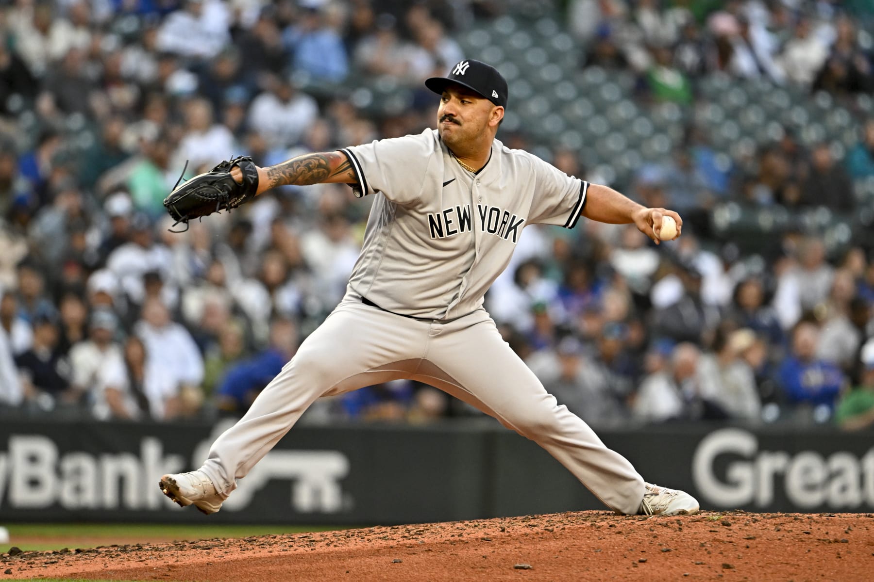 SEATTLE, WASHINGTON - MAY 30: Nestor Cortes #65 of the New York Yankees throws a pitch during the fourth inning against the Seattle Mariners at T-Mobile Park on May 30, 2023 in Seattle, Washington. (Photo by Alika Jenner/Getty Images)