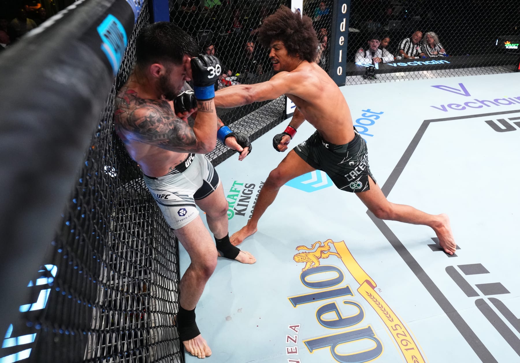 Alex Caceres throws a punch at Daniel Pineda.