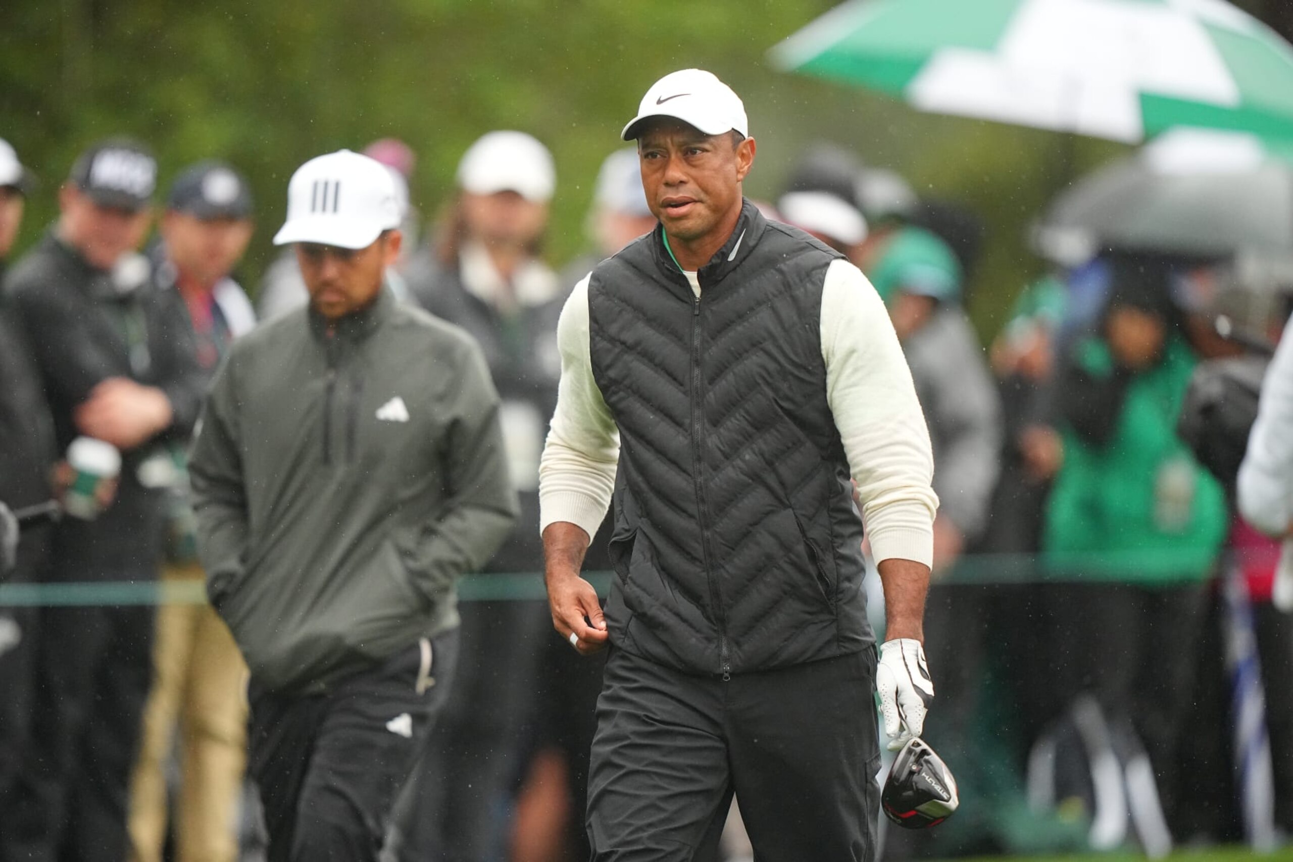 Golf: The Masters: Tiger Woods in action, walking during Round Two of the Masters Tournament at Augusta National. 
Augusta, GA 4/8/2023 
CREDIT: Erick W. Rasco (Photo by Erick W. Rasco/Sports Illustrated via Getty Images) 
(Set Number: X164335 TK5)