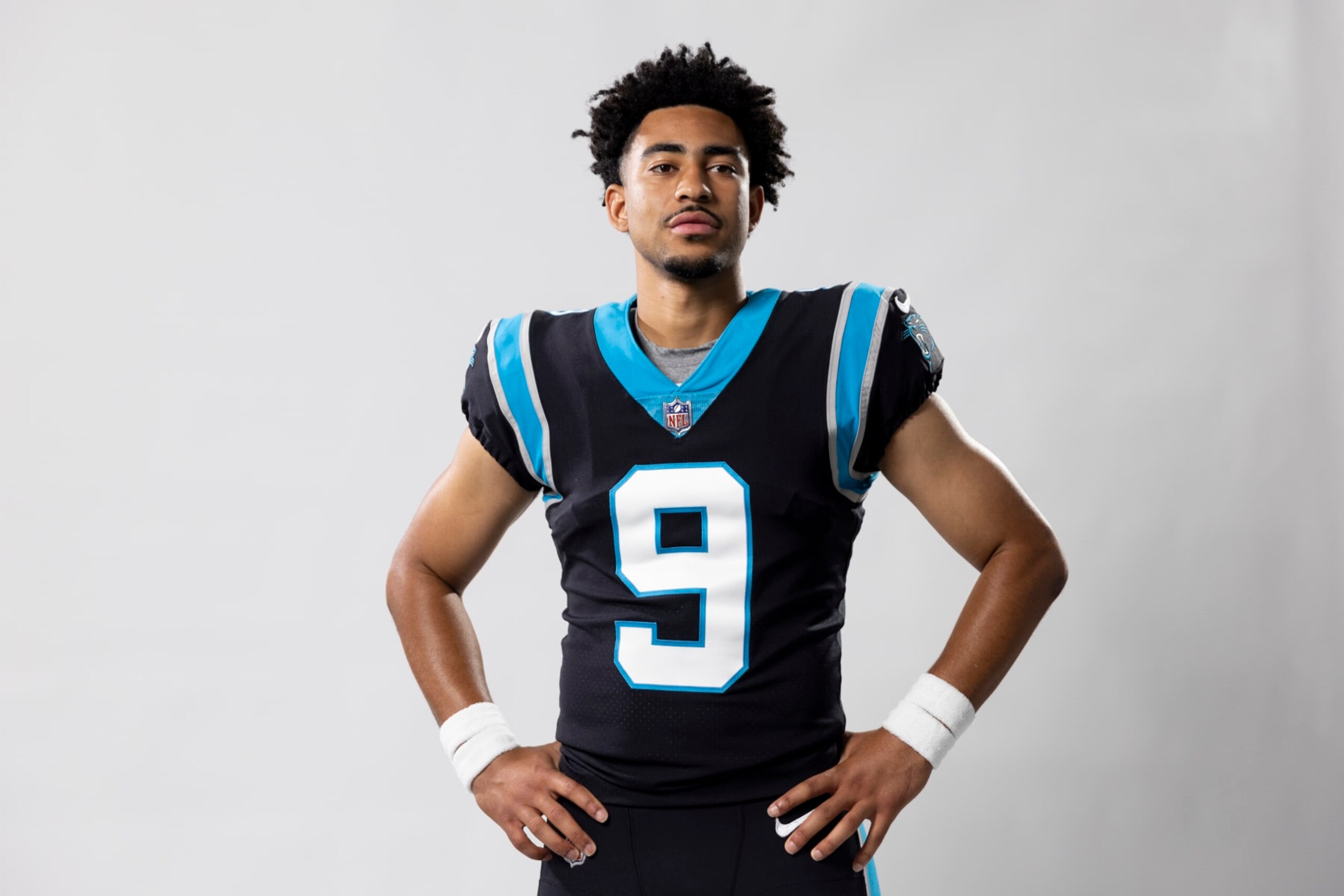 LOS ANGELES, CALIFORNIA - MAY 20: Bryce Young #9 of the Carolina Panthers poses for a portrait during the NFLPA Rookie Premiere on May 20, 2023 in Los Angeles, California. (Photo by Michael Owens/Getty Images)