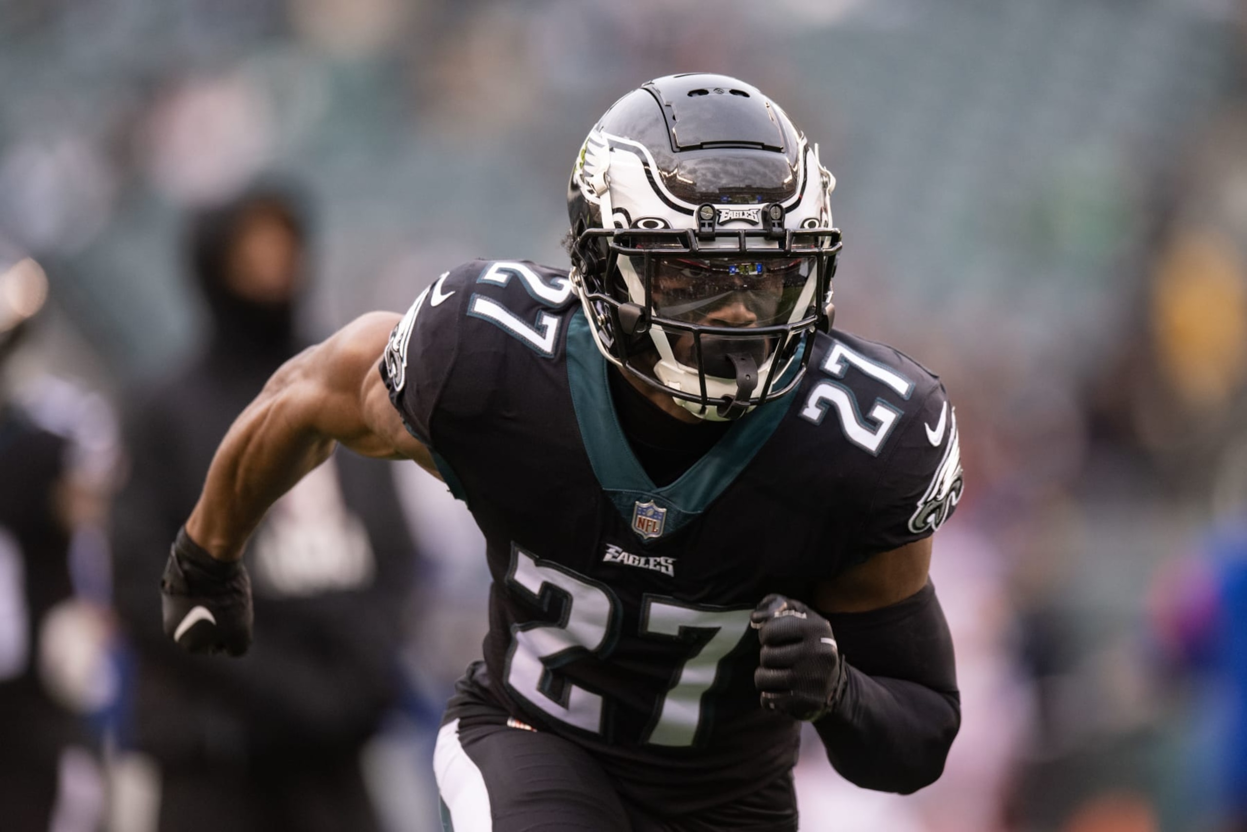 PHILADELPHIA, PA - JANUARY 08: Philadelphia Eagles cornerback Zech McPhearson (27) during pregame of the National Football league game between the New York Giants and Philadelphia Eagles on January 8, 2023 at Lincoln Financial Field in Philadelphia, PA (Photo by John Jones/Icon Sportswire via Getty Images)