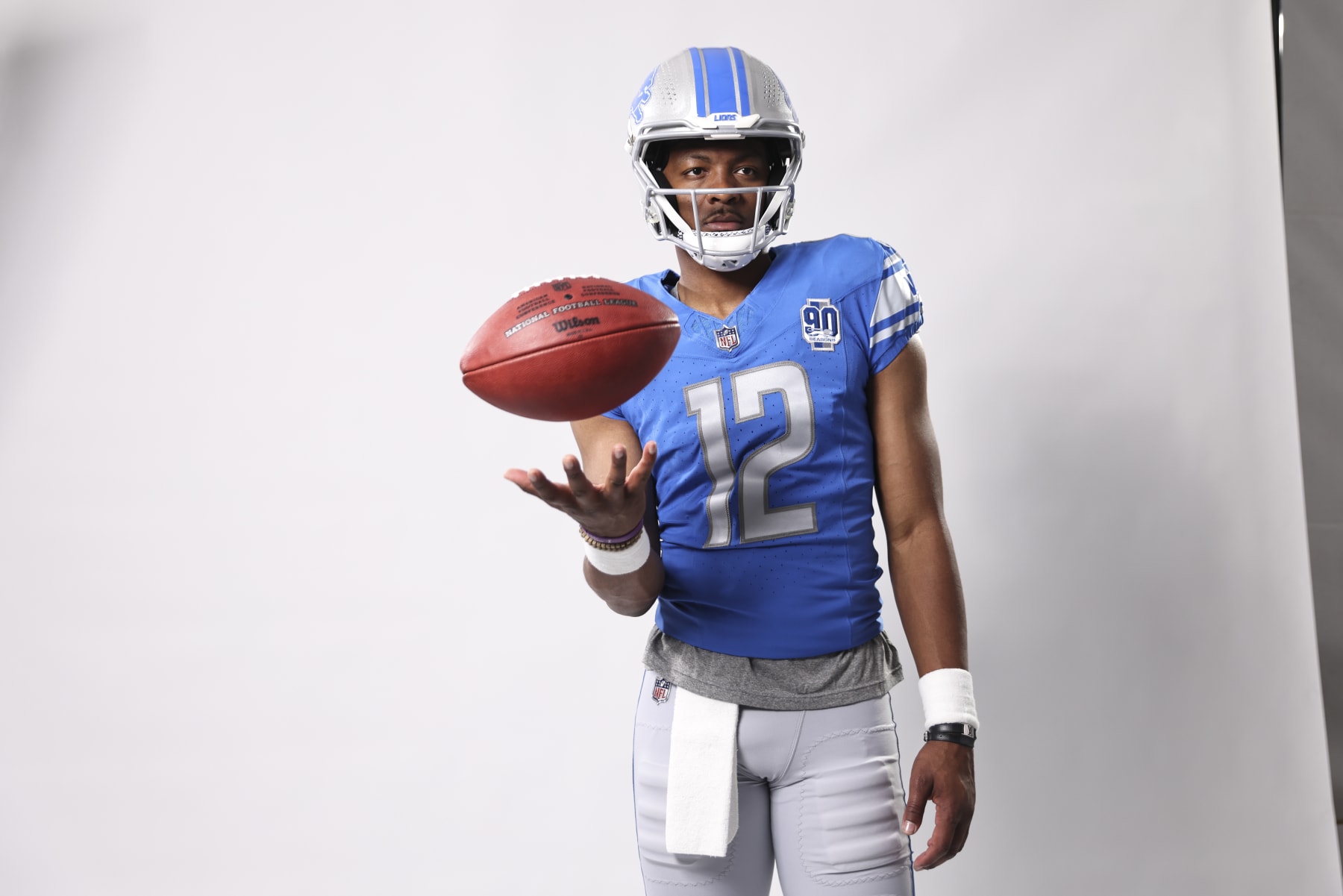 LOS ANGELES, CALIFORNIA - MAY 20: Hendon Hooker #12 of the Detroit Lions poses for a portrait during the NFLPA Rookie Premiere on May 20, 2023 in Los Angeles, California. (Photo by Michael Owens/Getty Images)