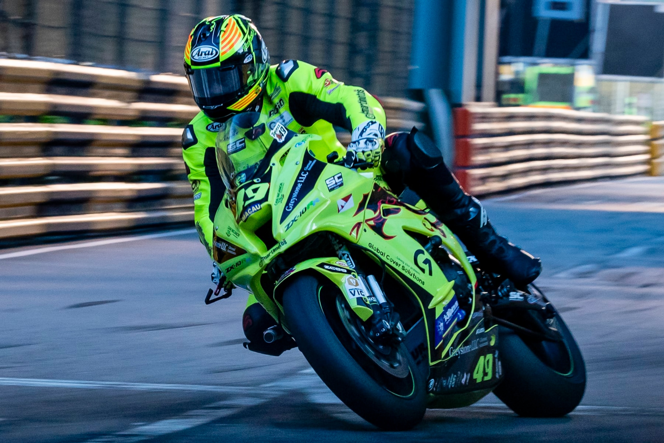 MACAU, MACAU - NOVEMBER 16: Raul Torras Martinez of Denmark driving the (49) Torras Racing Team KAWASAKI ZX10-RR during Macau Motorcycle Grand Prix - 53rd Edition on day three of the 66th Macau Grand Prix on November 16, 2019 in Macau. (Photo by Yu Chun Christopher Wong/Eurasia Sport Images/Getty Images)