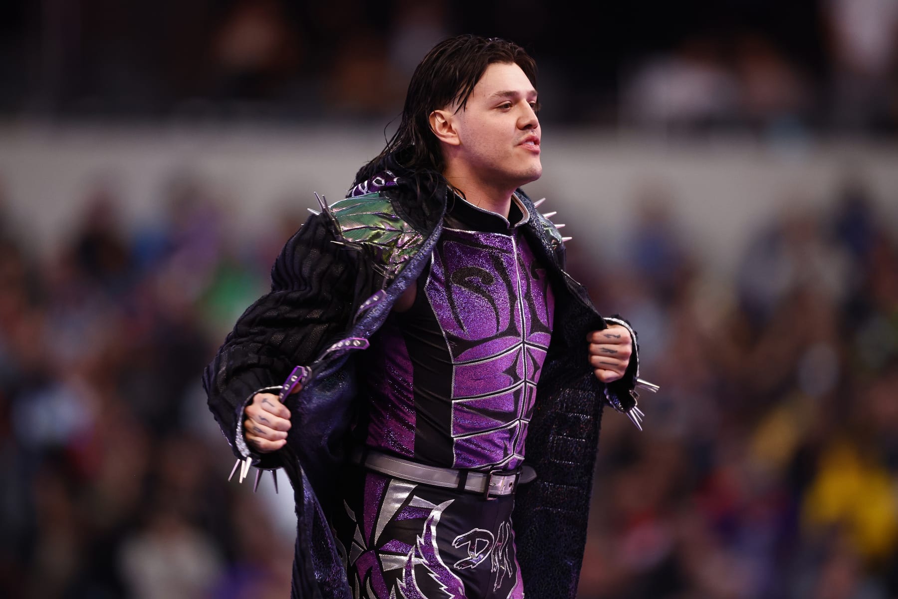 INGLEWOOD, CALIFORNIA - APRIL 01:  Dominik Mysterio during WrestleMania Goes Hollywood at SoFi Stadium on April 01, 2023 in Inglewood, California. (Photo by Ronald Martinez/Getty Images)