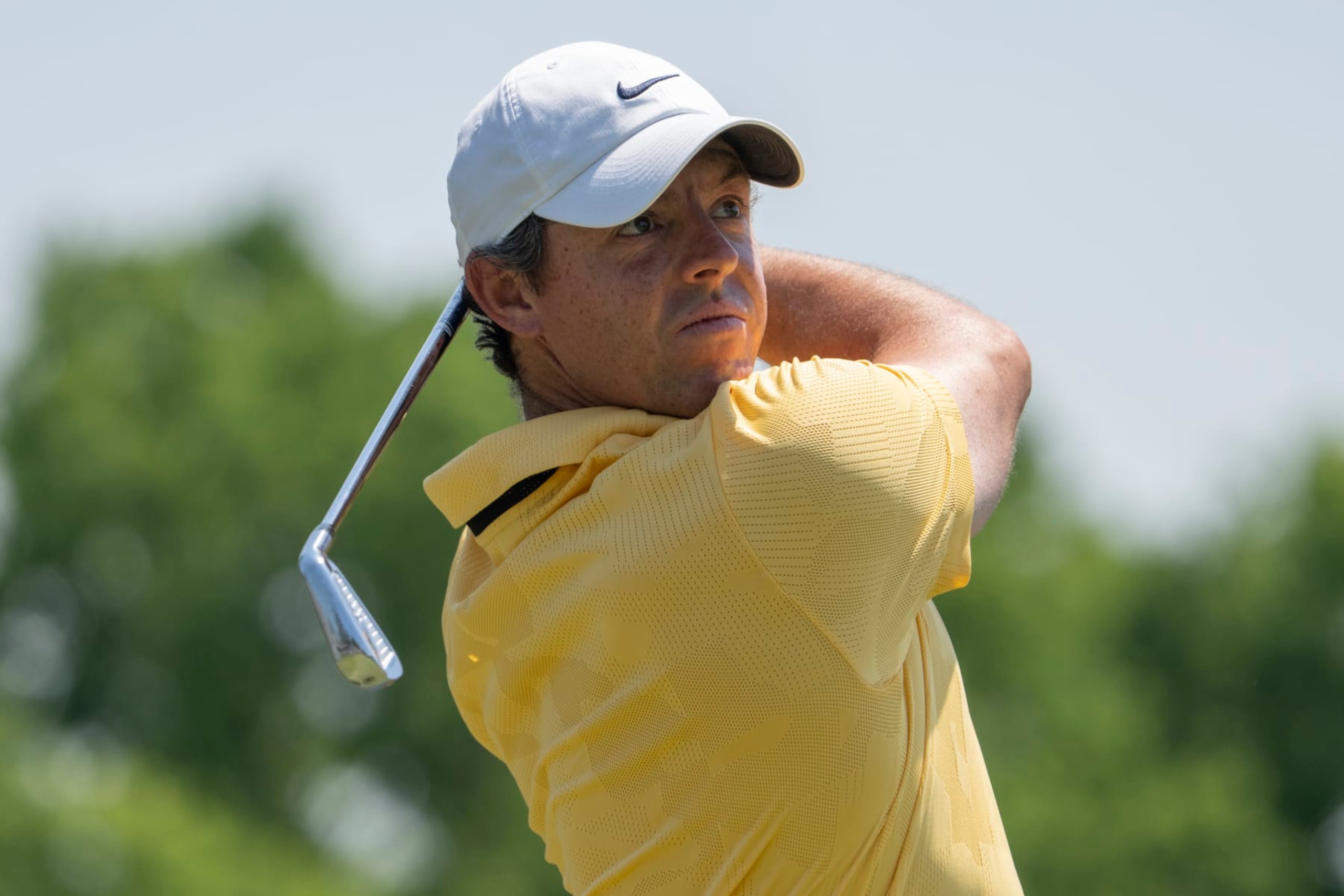 DUBLIN, OH - JUNE 04: Rory McIlroy tees off during the Final Round of the the Memorial Tournament presented by Workday at Muirfield Village Golf Club in Dublin, Ohio on June 4, 2023.(Photo by Jason Mowry/Icon Sportswire via Getty Images)