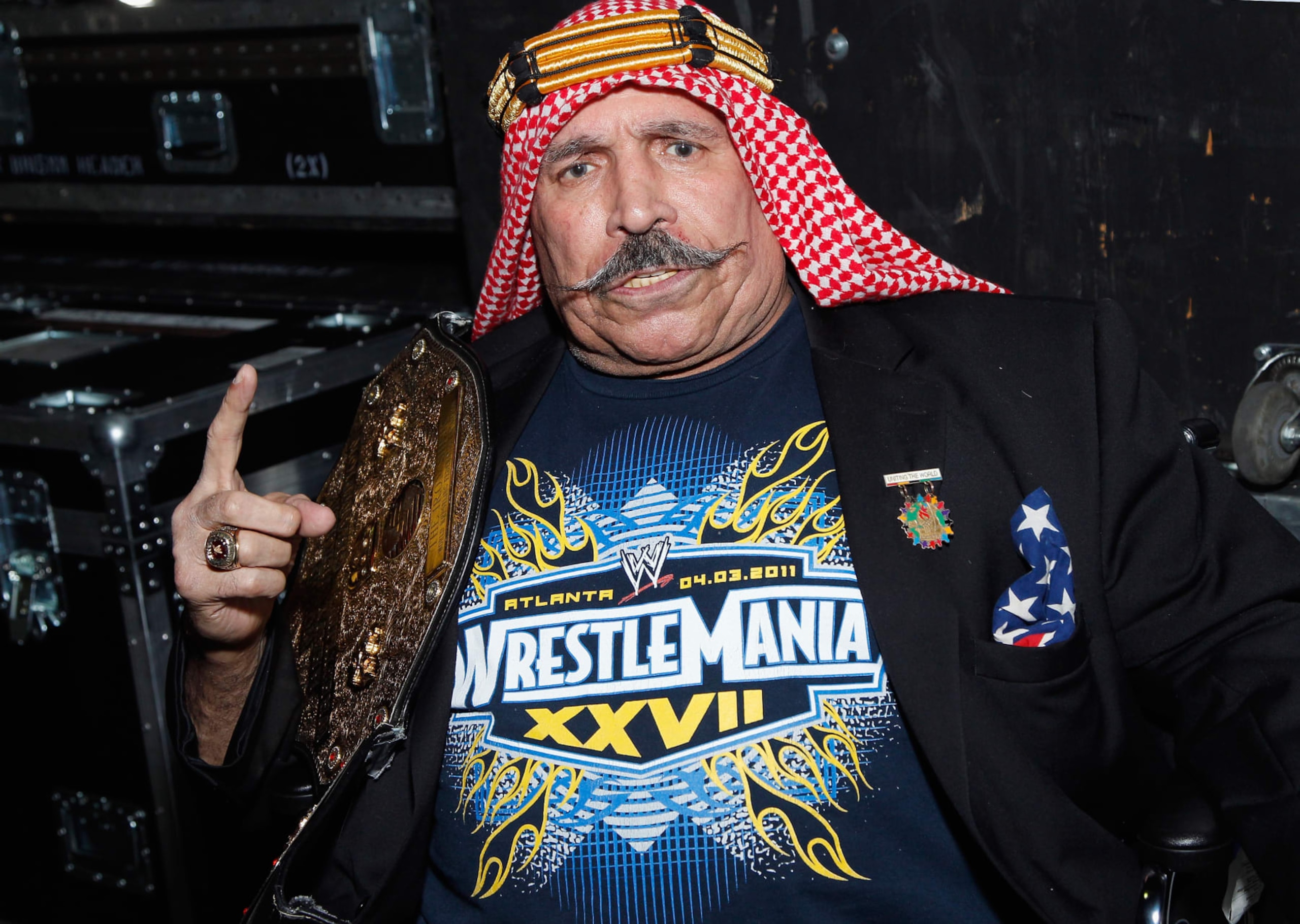 ATLANTA, GA - DECEMBER 11: Iron Sheik poses backstage at Power 96.1's Jingle Ball 2013 at Philips Arena on December 11, 2013 in Atlanta, Georgia. (Photo by Ben Rose/Getty Images for Clear Channel) ATLANTA, GA - DECEMBER 11: Iron Sheik poses backstage at Power 96.1's Jingle Ball 2013 at Philips Arena on December 11, 2013 in Atlanta, Georgia. (Photo by Ben Rose/Getty Images for Clear Channel)