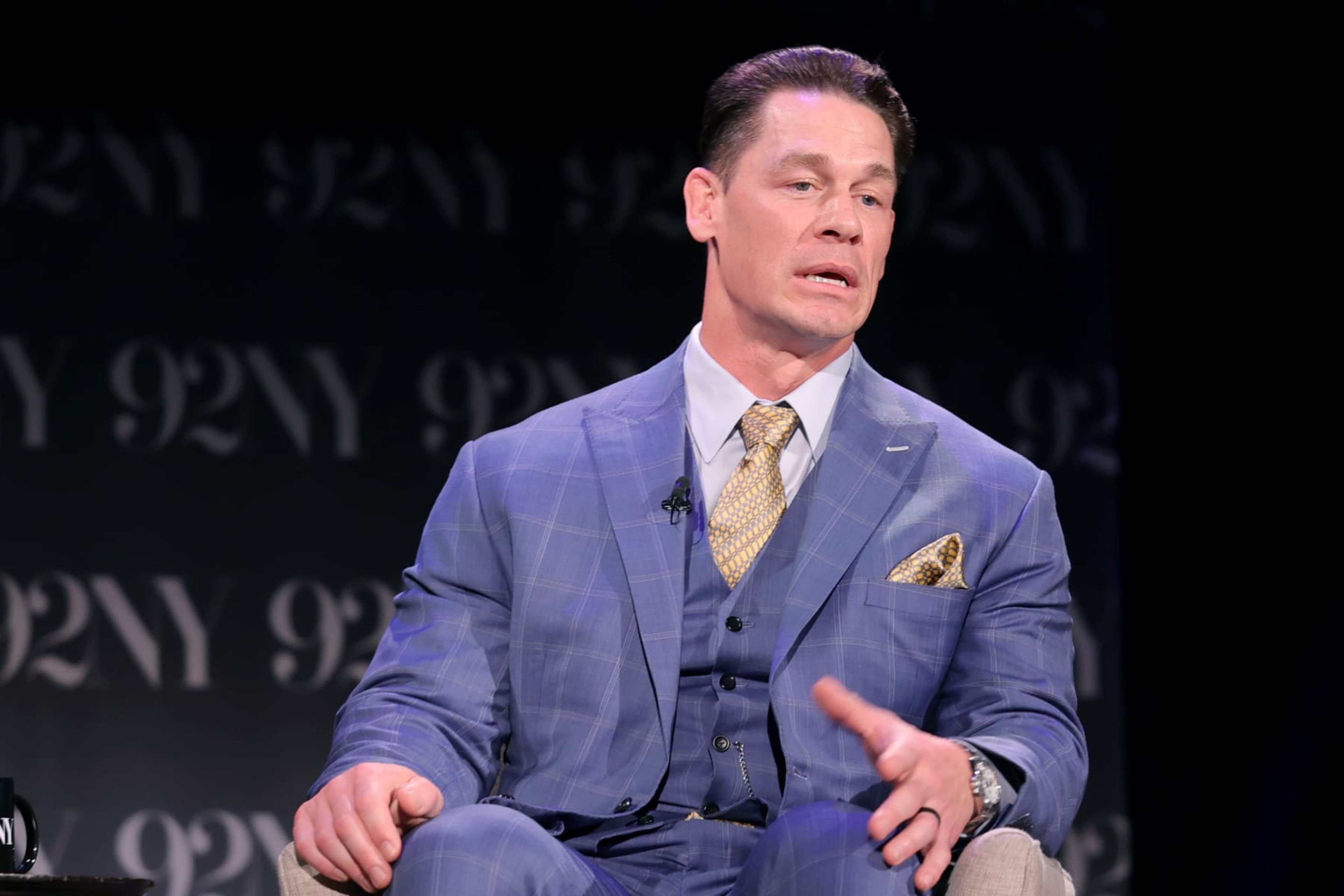 NEW YORK, NEW YORK - MAY 15: John Cena speaks during a conversation for "Fast X" at The 92nd Street Y, New York on May 15, 2023 in New York City. (Photo by Michael Loccisano/Getty Images) NEW YORK, NEW YORK - MAY 15: John Cena speaks during a conversation for "Fast X" at The 92nd Street Y, New York on May 15, 2023 in New York City. (Photo by Michael Loccisano/Getty Images)
