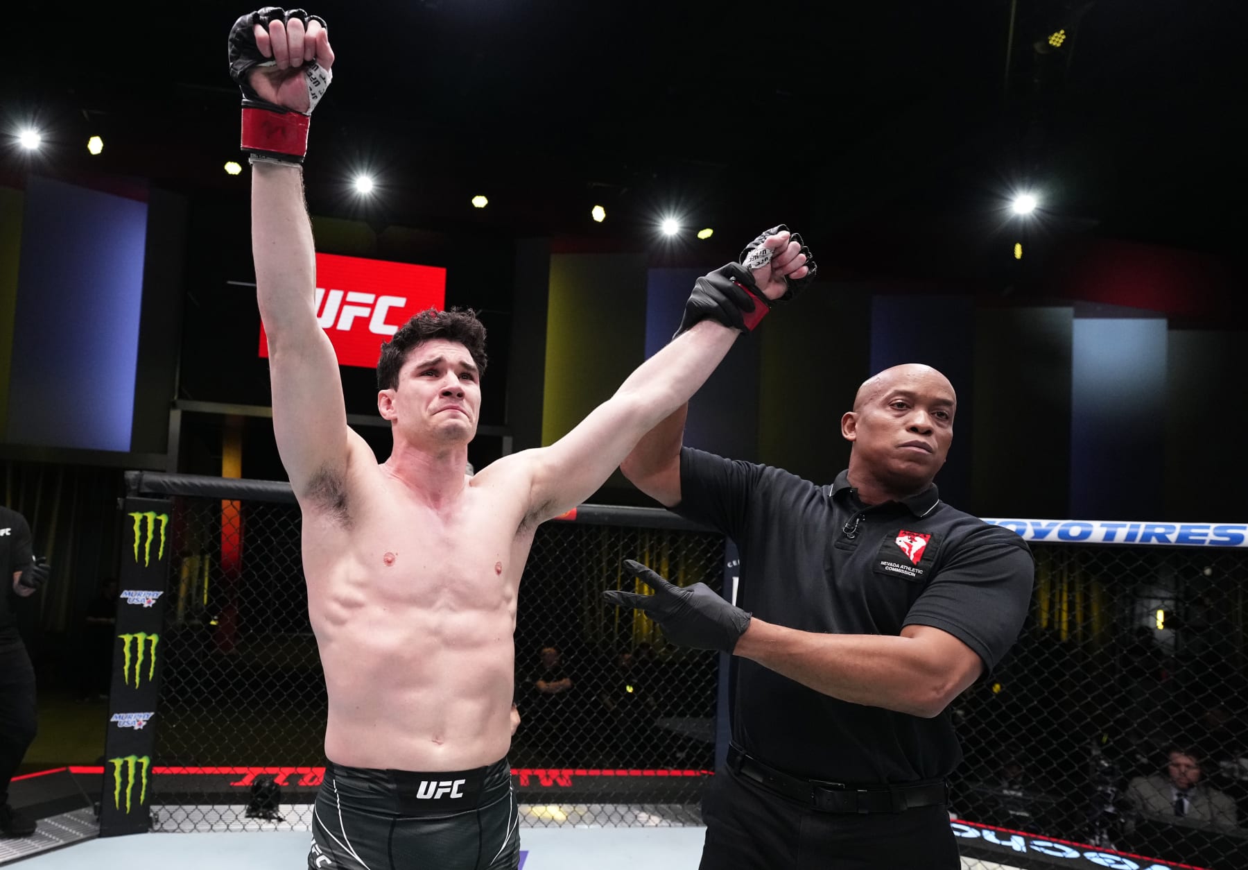 LAS VEGAS, NEVADA - FEBRUARY 25: Mike Malott reacts after his submission victory over Yohan Lainesse of Canada in a welterweight fight during the UFC Fight Night event at UFC APEX on February 25, 2023 in Las Vegas, Nevada. (Photo by Chris Unger/Zuffa LLC via Getty Images)