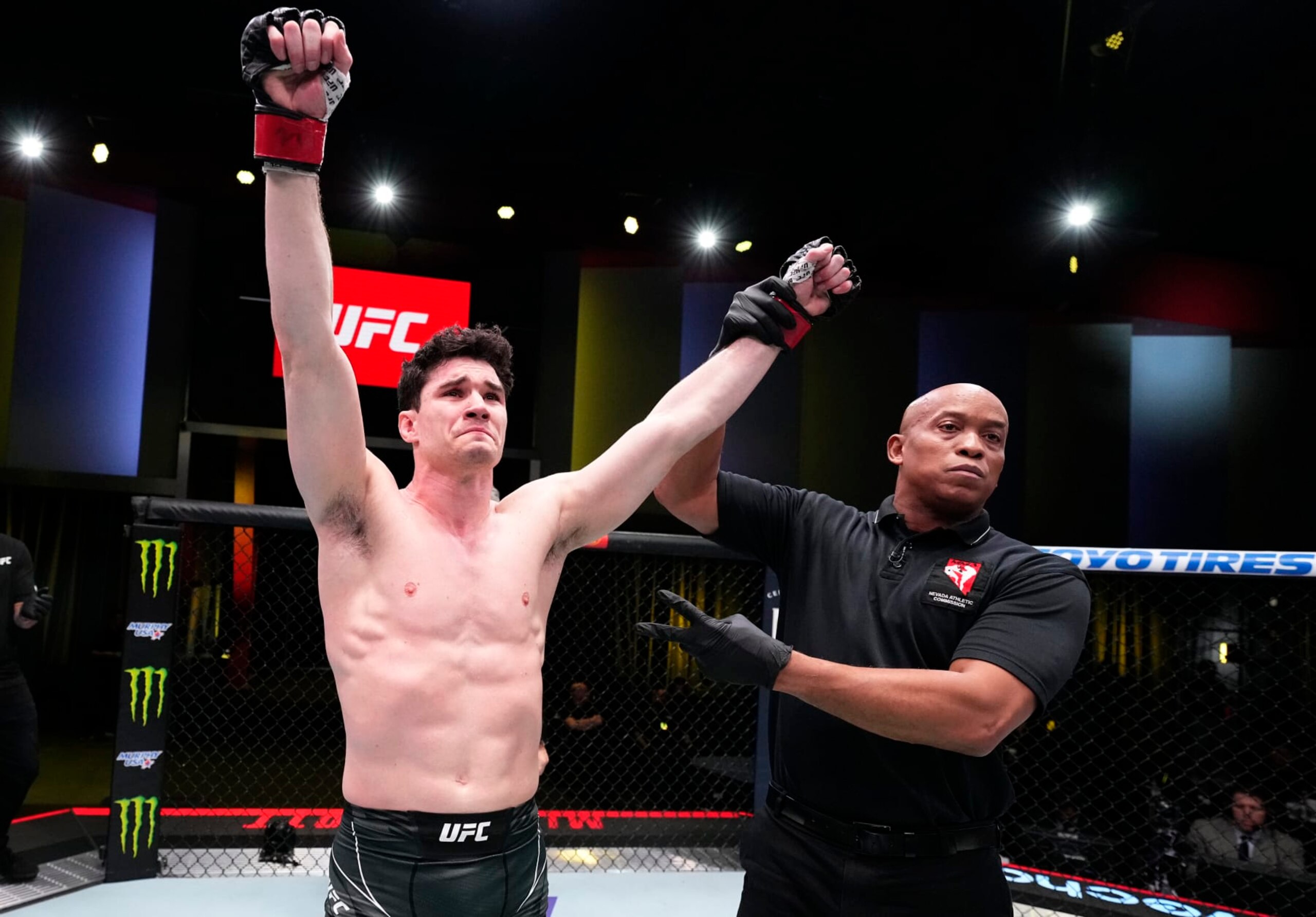 LAS VEGAS, NEVADA - FEBRUARY 25: Mike Malott reacts after his submission victory over Yohan Lainesse of Canada in a welterweight fight during the UFC Fight Night event at UFC APEX on February 25, 2023 in Las Vegas, Nevada. (Photo by Chris Unger/Zuffa LLC via Getty Images)