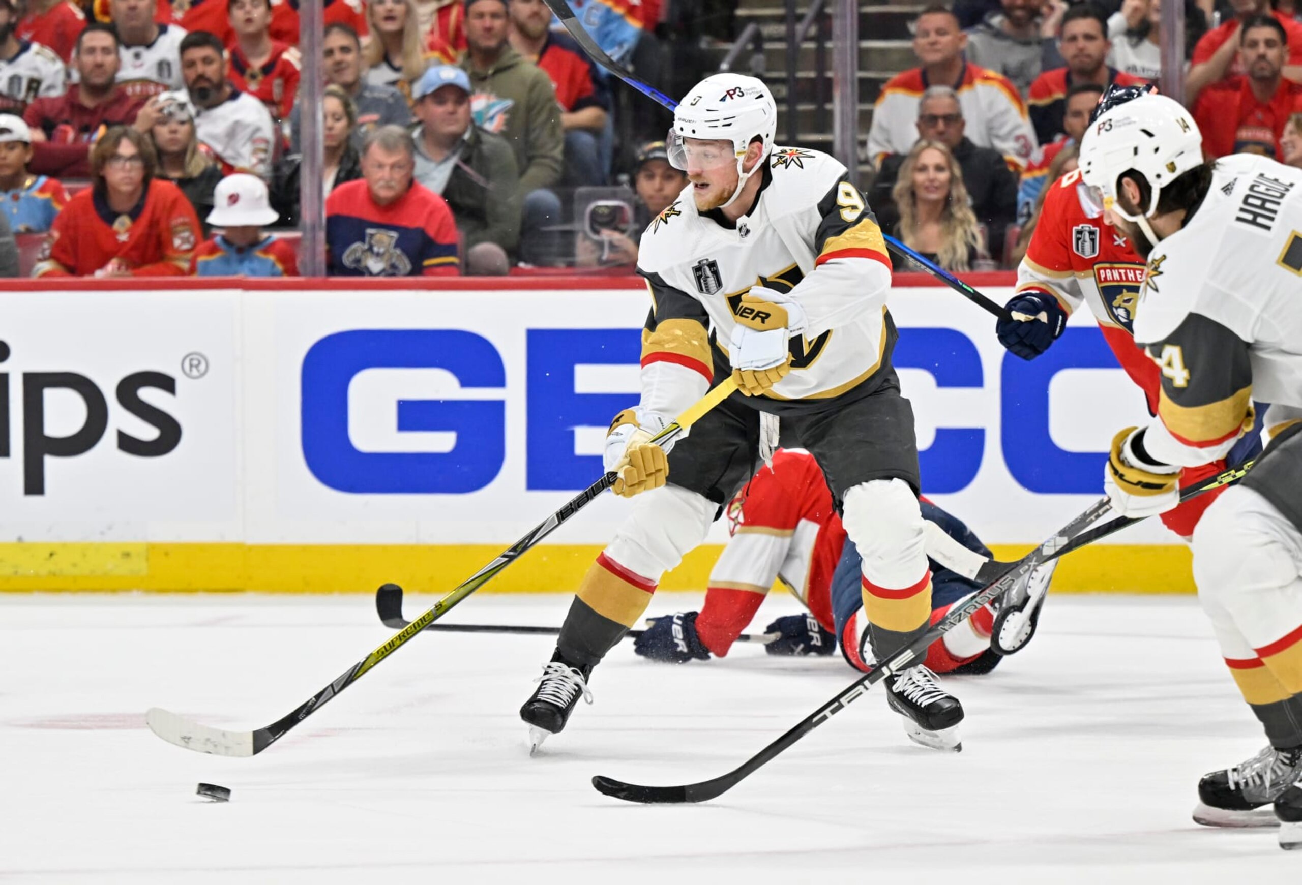 SUNRISE, FLORIDA - JUNE 08: Jack Eichel #9 of the Vegas Golden Knights skates during the second period against the Florida Panthers in Game Three of the 2023 NHL Stanley Cup Final at FLA Live Arena on June 08, 2023 in Sunrise, Florida. (Photo by David Becker/NHLI via Getty Images) SUNRISE, FLORIDA - JUNE 08: Jack Eichel #9 of the Vegas Golden Knights skates during the second period against the Florida Panthers in Game Three of the 2023 NHL Stanley Cup Final at FLA Live Arena on June 08, 2023 in Sunrise, Florida. (Photo by David Becker/NHLI via Getty Images)