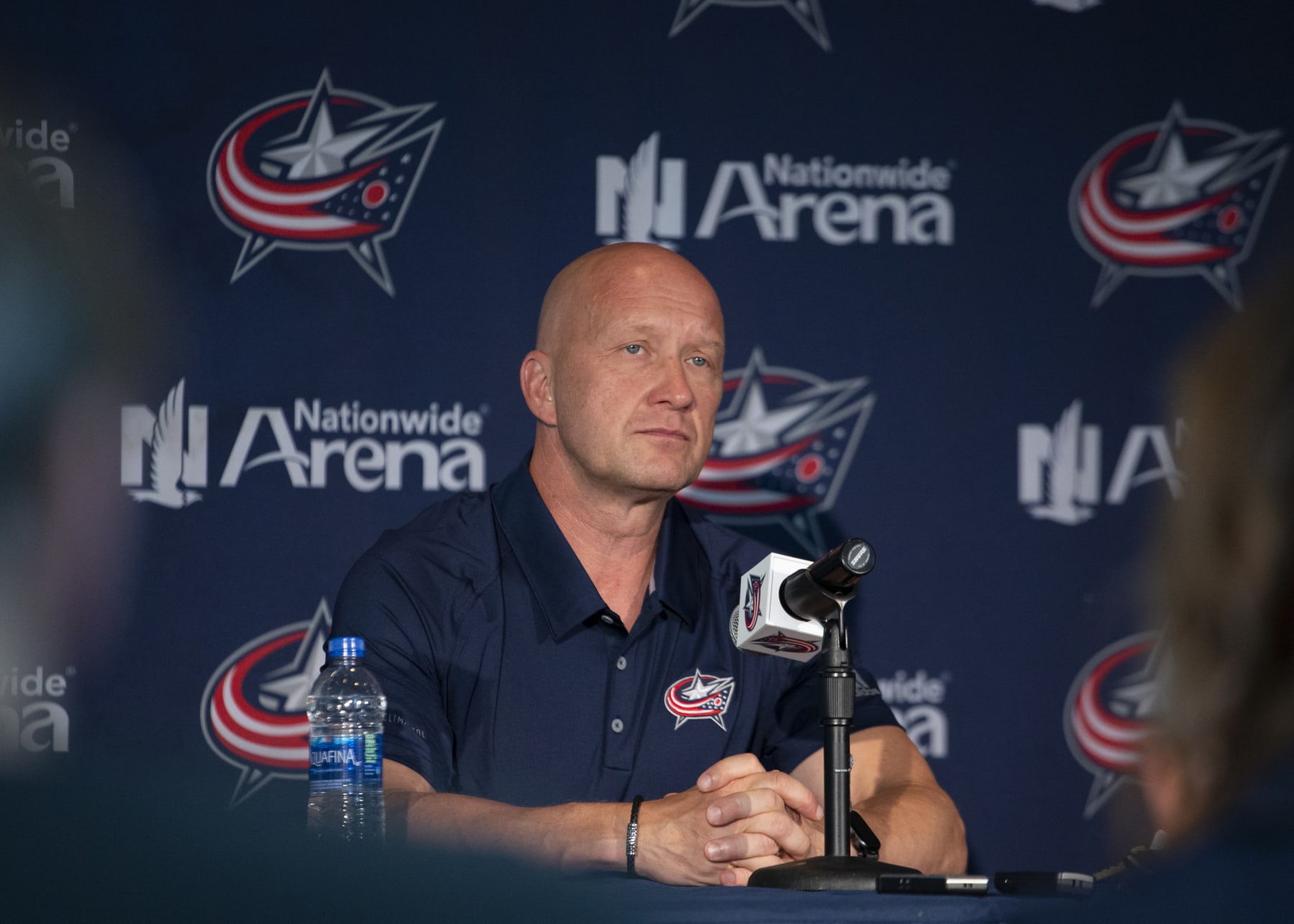 COLUMBUS, OH - SEPTEMBER 11: Columbus Blue Jackets General Manager Jarmo Kekalainen addresses members of the media during Media Day at Nationwide Arena in Columbus, OH on September 11, 2019. (Photo by Jason Mowry/Icon Sportswire via Getty Images)