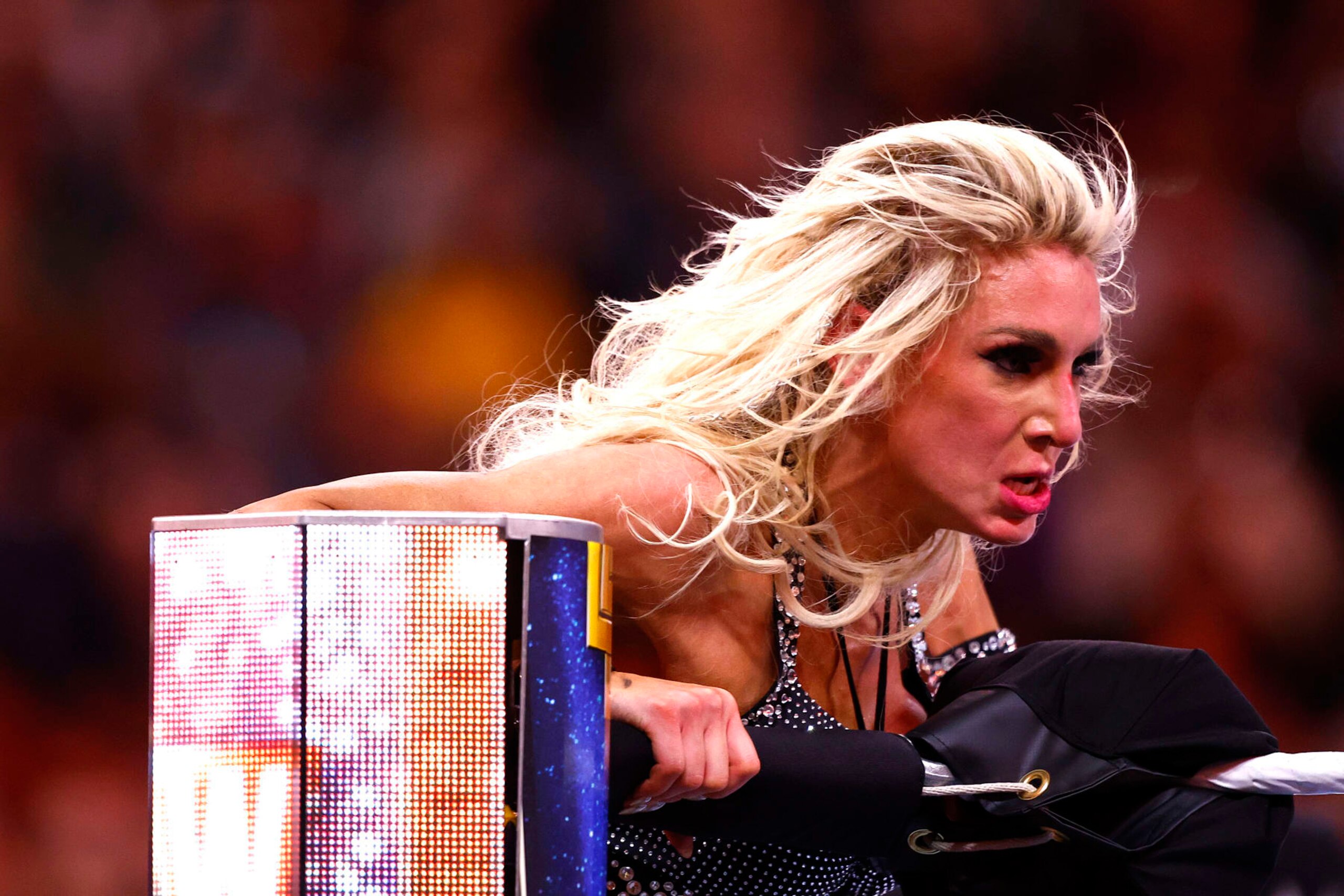 INGLEWOOD, CALIFORNIA - APRIL 01: Charlotte Flair during WrestleMania Goes Hollywood at SoFi Stadium on April 01, 2023 in Inglewood, California. (Photo by Ronald Martinez/Getty Images) INGLEWOOD, CALIFORNIA - APRIL 01: Charlotte Flair during WrestleMania Goes Hollywood at SoFi Stadium on April 01, 2023 in Inglewood, California. (Photo by Ronald Martinez/Getty Images)