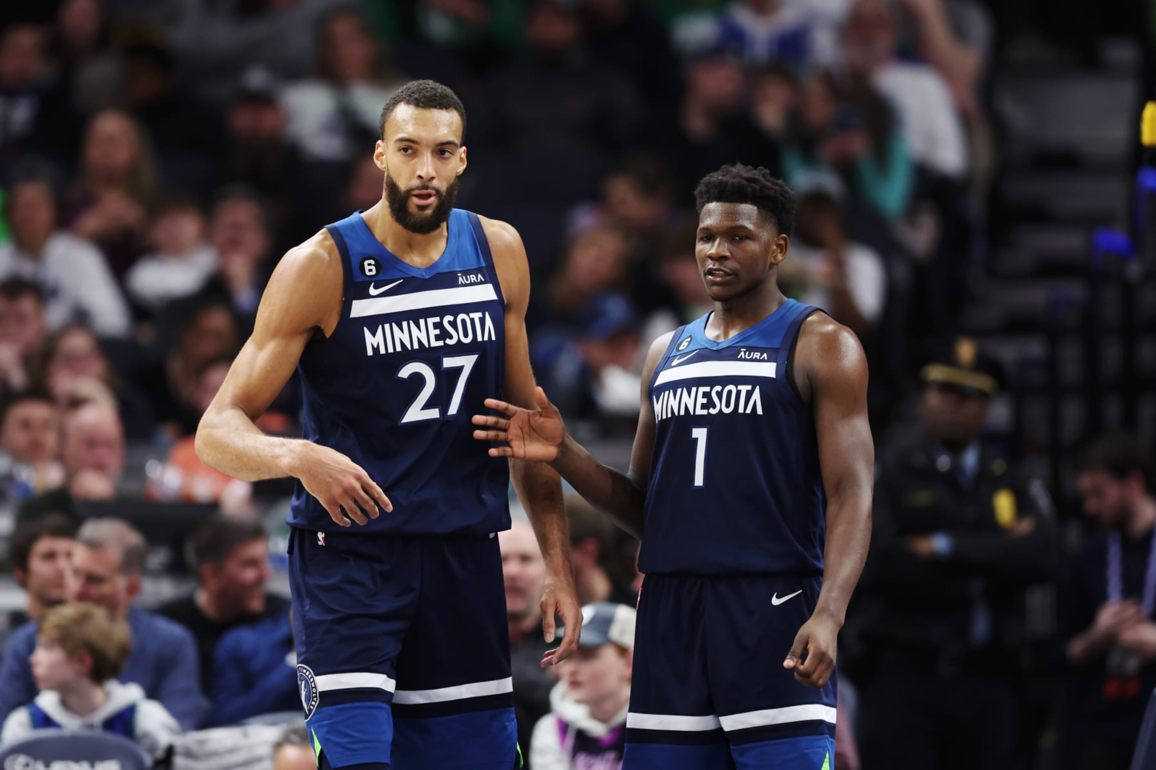 Rudy Gobert and Anthony Edwards Rudy Gobert and Anthony Edwards