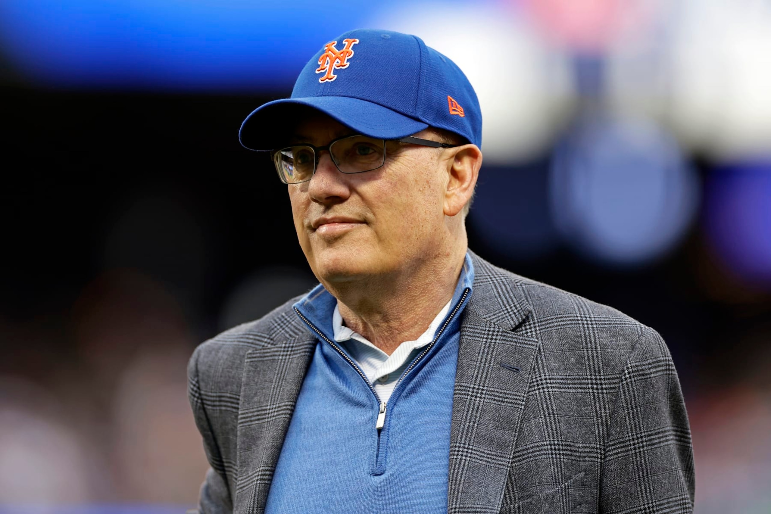 NEW YORK, NY - JUNE 3: Steve Cohen owner of the New York Mets on the field before a game against the Toronto Blue Jays at Citi Field on June 3, 2023 in the Queens borough of New York City. (Photo by Adam Hunger/Getty Images)