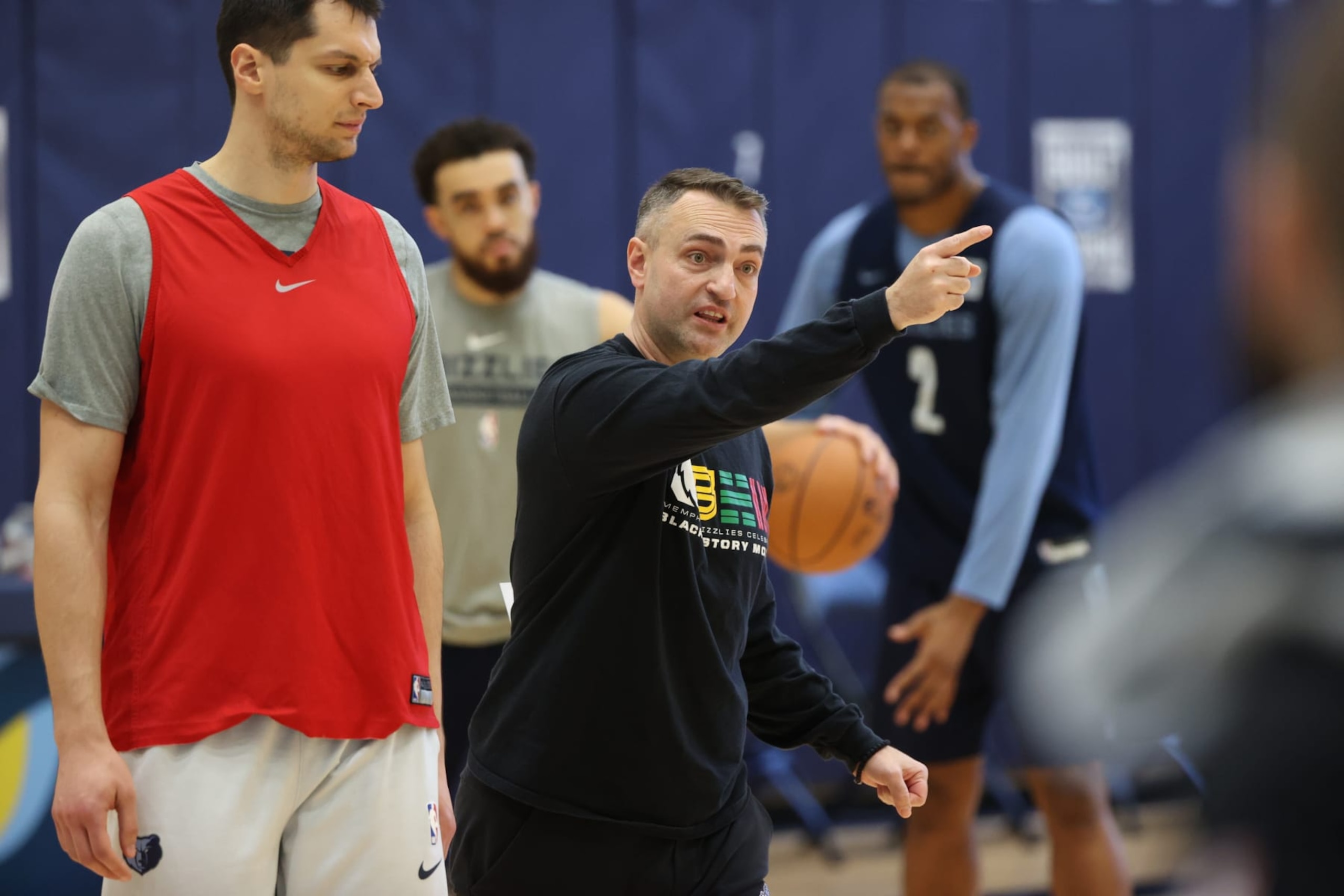 MEMPHIS, TN - FEBRUARY 27: Darko Rajakovic of the Memphis Grizzlies coaches during an all access team practice on February 27, 2023 at FedExForum in Memphis, Tennessee. NOTE TO USER: User expressly acknowledges and agrees that, by downloading and or using this photograph, User is consenting to the terms and conditions of the Getty Images License Agreement. Mandatory Copyright Notice: Copyright 2023 NBAE (Photo by Joe Murphy/NBAE via Getty Images) MEMPHIS, TN - FEBRUARY 27: Darko Rajakovic of the Memphis Grizzlies coaches during an all access team practice on February 27, 2023 at FedExForum in Memphis, Tennessee. NOTE TO USER: User expressly acknowledges and agrees that, by downloading and or using this photograph, User is consenting to the terms and conditions of the Getty Images License Agreement. Mandatory Copyright Notice: Copyright 2023 NBAE (Photo by Joe Murphy/NBAE via Getty Images)