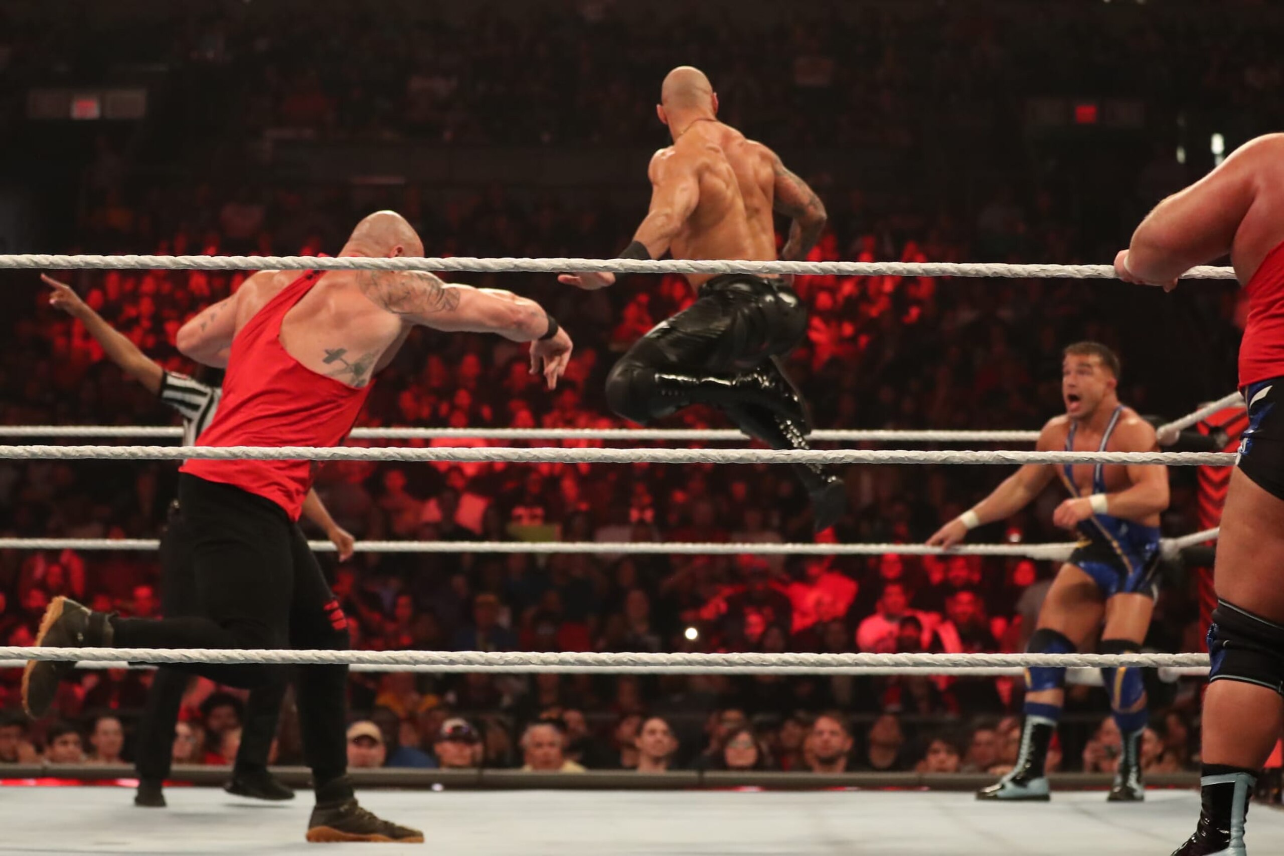 PHOENIX, ARIZONA - MARCH 27: The Street Profits, Braun Strowman & Ricochet defeat The Viking Raiders & Alpha Academy during WWE WrestleMania RAW at the Footprint Center on March 27, 2023 in Phoenix, Arizona, United States. (Photo by Alejandro Salazar/PX Images/Icon Sportswire via Getty Images)