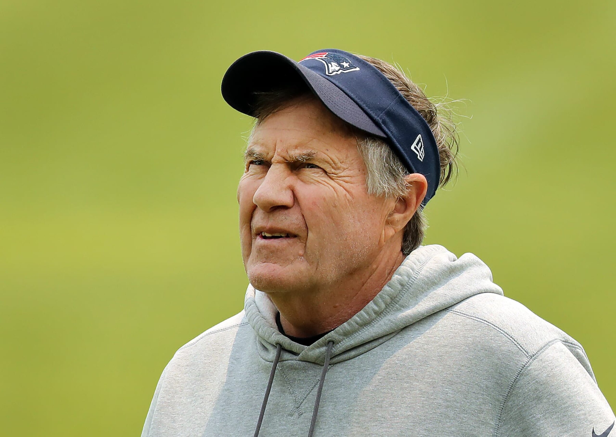 Foxborough, MA - June 6: New England Patriots head coach Bill Belichick watches practice. (Photo by John Tlumacki/The Boston Globe via Getty Images)