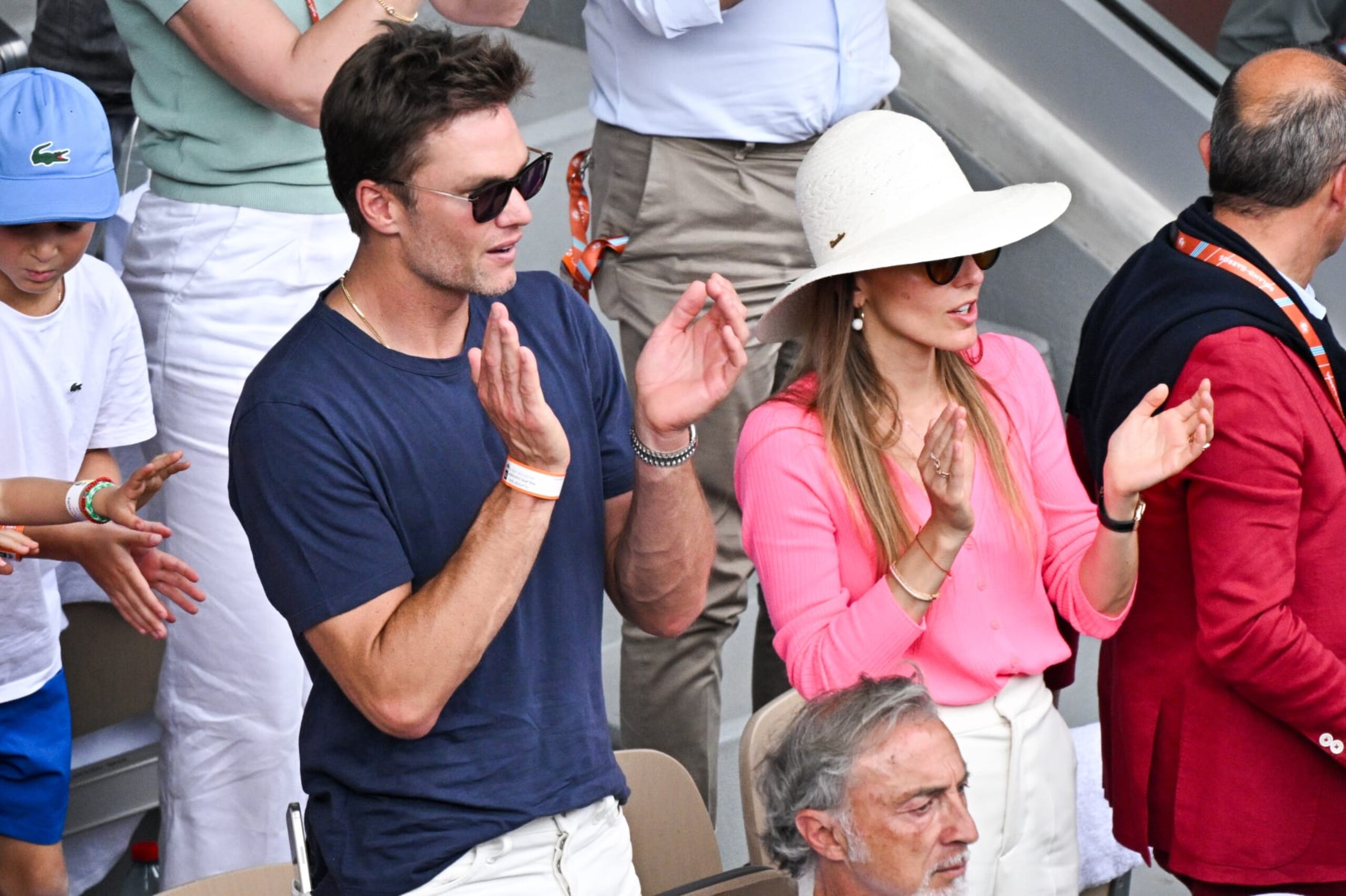 PARIS, FRANCE - JUNE 11: Tom Brady and Jelena Djokovic attend the 2023 French Open at Roland Garros on June 11, 2023 in Paris, France. (Photo by Stephane Cardinale - Corbis/Corbis via Getty Images)