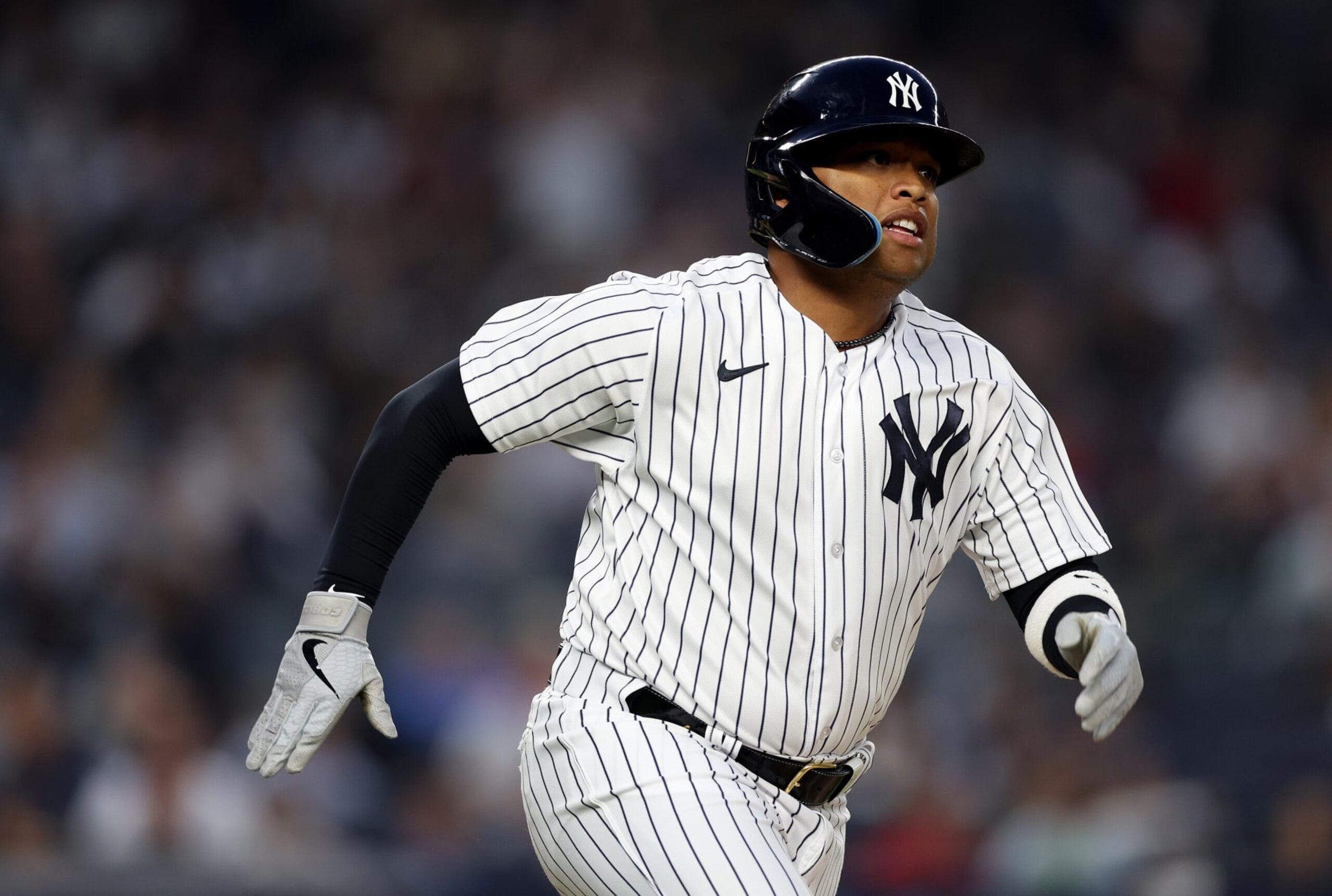 NEW YORK, NEW YORK - JUNE 08: Willie Calhoun #24 of the New York Yankees rounds the bases during game two of a double header against the Chicago White Sox at Yankee Stadium on June 8, 2023 in Bronx borough of New York City. (Photo by Elsa/Getty Images) NEW YORK, NEW YORK - JUNE 08: Willie Calhoun #24 of the New York Yankees rounds the bases during game two of a double header against the Chicago White Sox at Yankee Stadium on June 8, 2023 in Bronx borough of New York City. (Photo by Elsa/Getty Images)