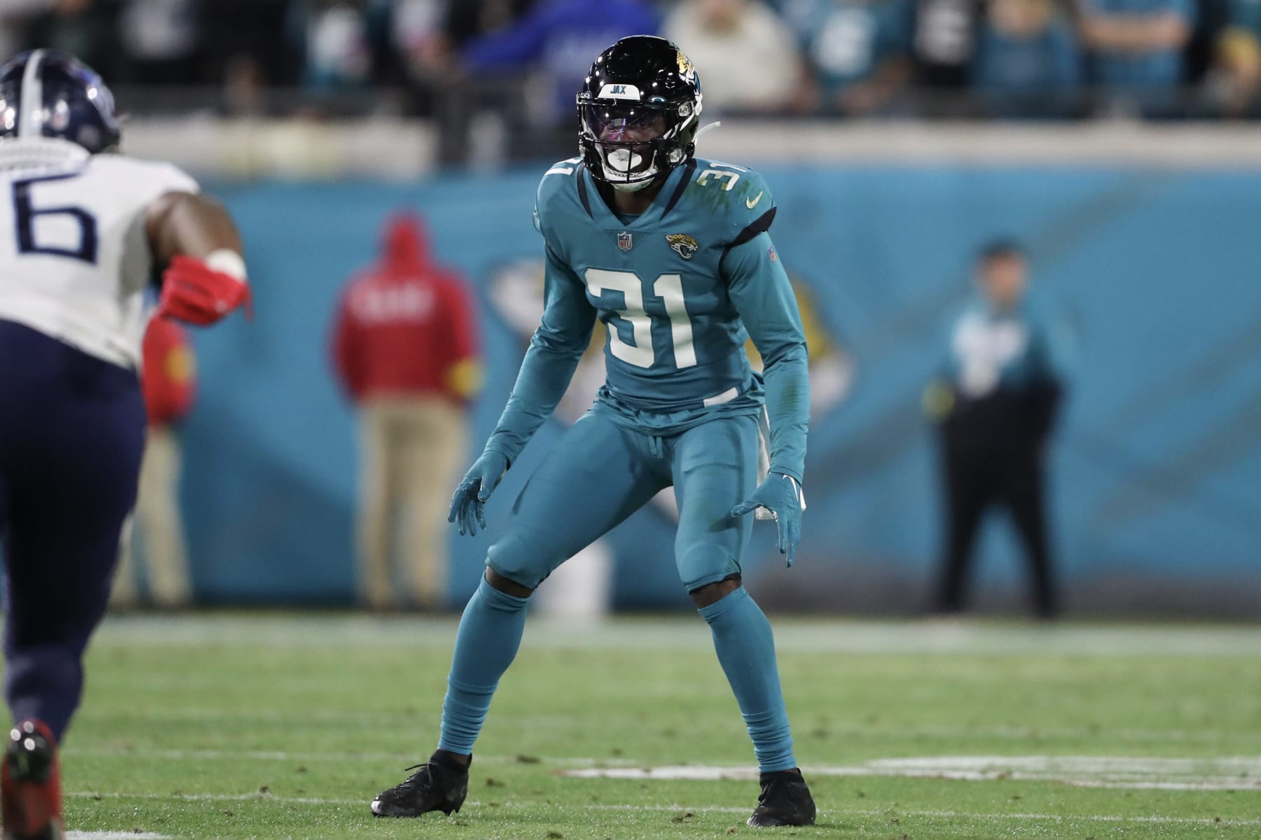 JACKSONVILLE, FLORIDA - JANUARY 07: Darious Williams #31 of the Jacksonville Jaguars in action during the first half against the Tennessee Titans at TIAA Bank Field on January 07, 2023 in Jacksonville, Florida. (Photo by Courtney Culbreath/Getty Images)