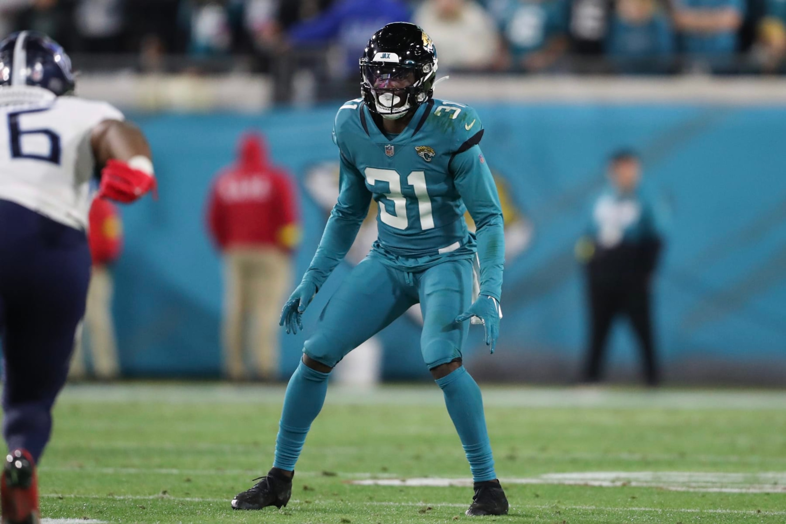 JACKSONVILLE, FLORIDA - JANUARY 07: Darious Williams #31 of the Jacksonville Jaguars in action during the first half against the Tennessee Titans at TIAA Bank Field on January 07, 2023 in Jacksonville, Florida. (Photo by Courtney Culbreath/Getty Images)