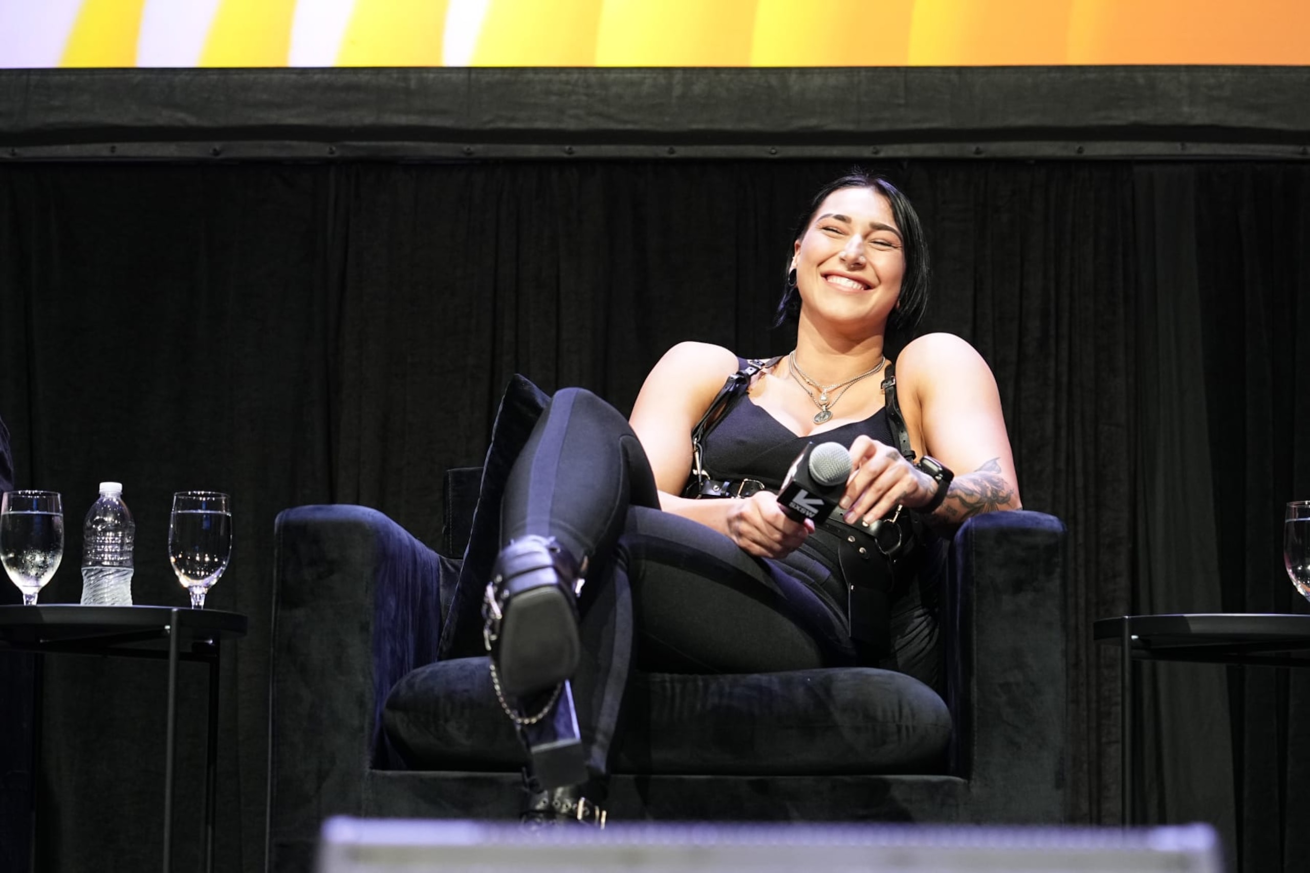 AUSTIN, TEXAS - MARCH 11: Rhea Ripley speaks onstage at the Featured Session: "Reigniting Fan Engagement at Live Events" during the 2023 SXSW Conference and Festivals at Austin Convention Center on March 11, 2023 in Austin, Texas. (Photo by Stephen Olker/Getty Images for SXSW)