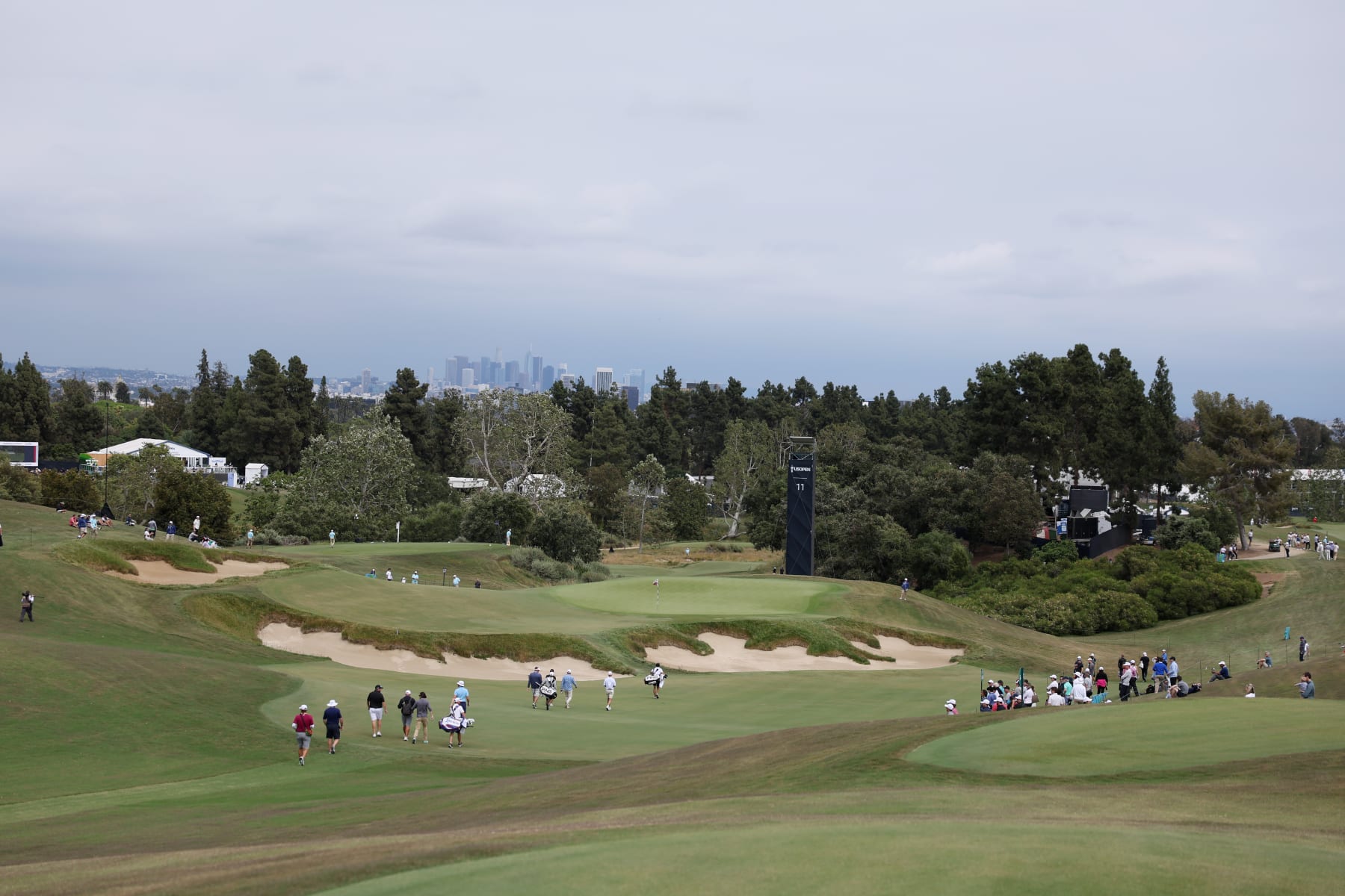 LOS ANGELES, CALIFORNIA - JUNE 12: Shane Lowry of Ireland and Viktor Hovland of Norway walk on the 11th hole during a practice round prior to the 123rd U.S. Open Championship at The Los Angeles Country Club on June 12, 2023 in Los Angeles, California. (Photo by Richard Heathcote/Getty Images)