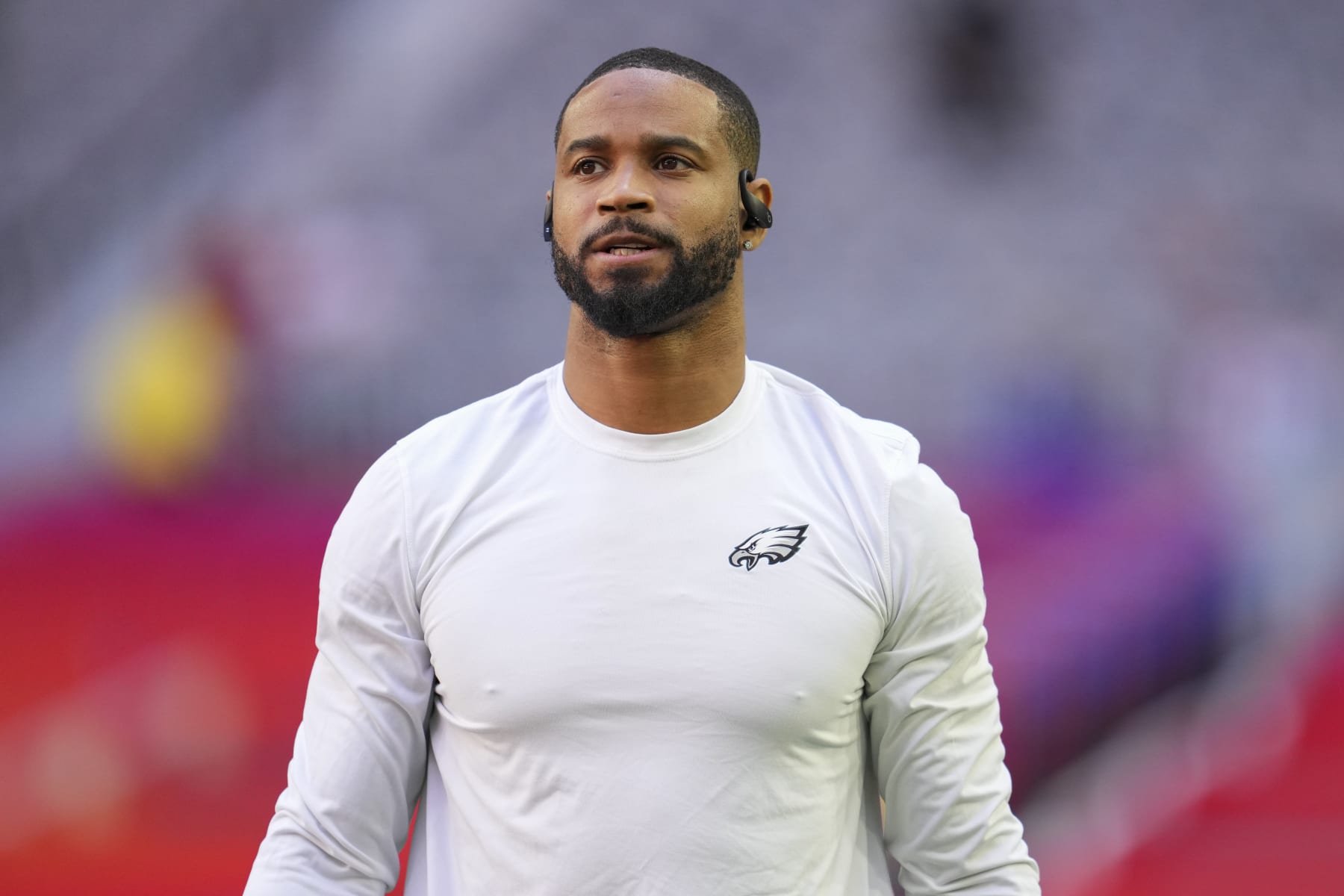 GLENDALE, AZ - FEBRUARY 12: Darius Slay #2 of the Philadelphia Eagles warms up against the Kansas City Chiefs prior to Super Bowl LVII at State Farm Stadium on February 12, 2023 in Glendale, Arizona. (Photo by Cooper Neill/Getty Images)