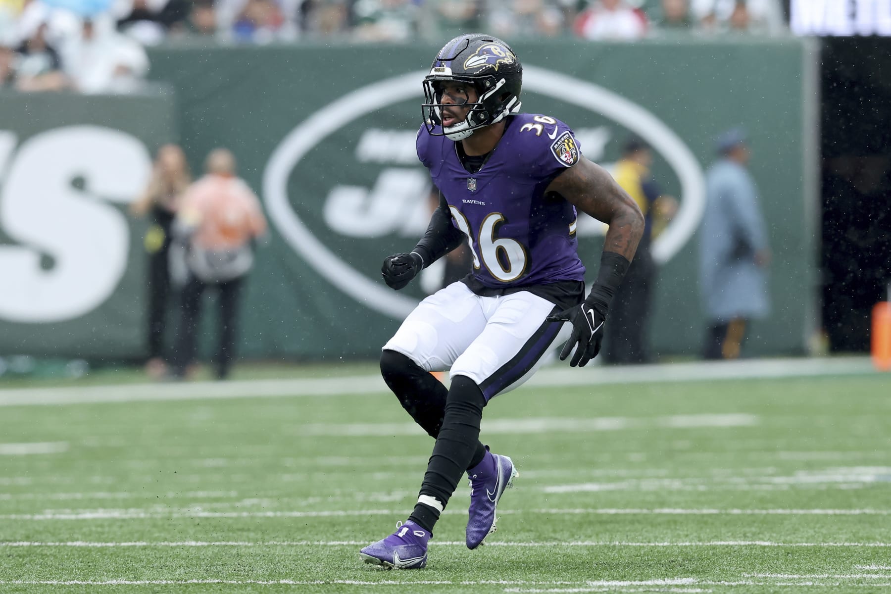 Baltimore Ravens safety Chuck Clark (36) in action against the New York Jets during an NFL football game on Sunday, Sep. 11, 2022, in East Rutherford, N.J. (Brad Penner/AP Images for Panini)