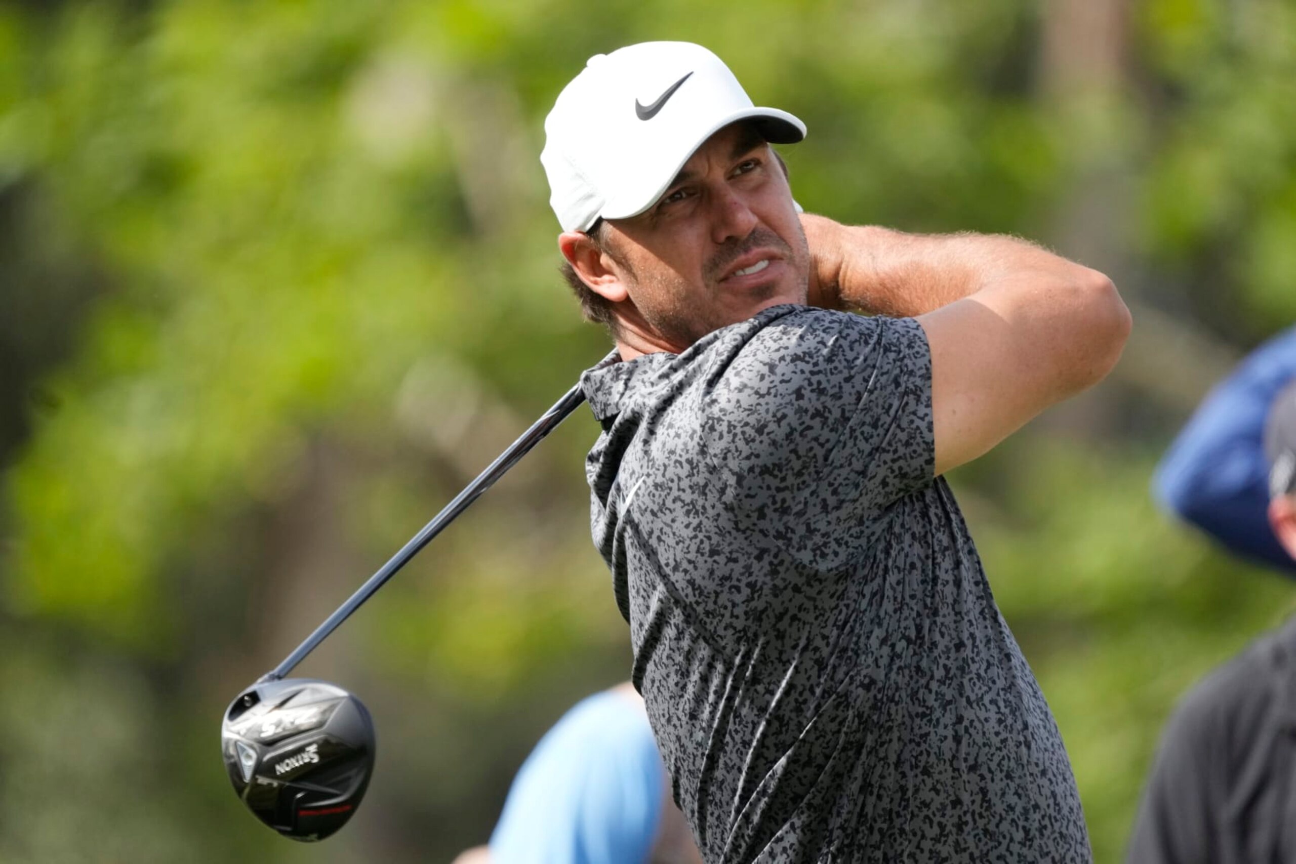 Brooks Koepka hits from the third tee during a practice round of the U.S. Open golf tournament at Los Angeles Country Club, Monday, June 12, 2023, in Los Angeles. (AP Photo/Marcio Jose Sanchez)