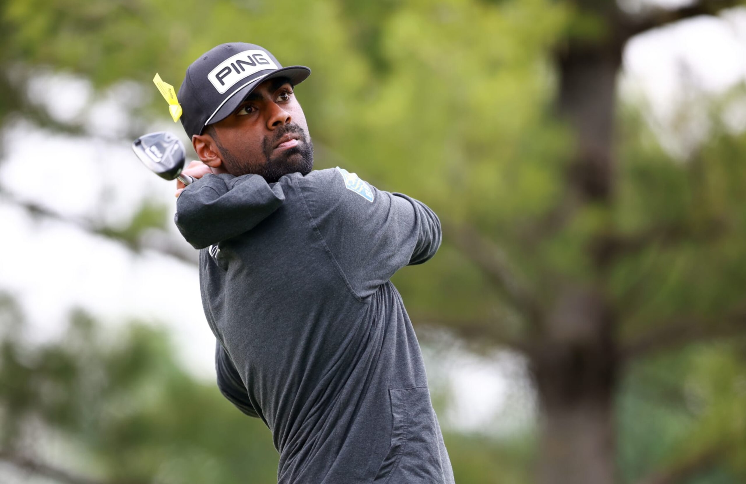 TORONTO, ONTARIO - JUNE 08:  Sahith Theegala of the United States hits his first shot on the 2nd hole during the first round of the RBC Canadian Open at Oakdale Golf & Country Club on June 08, 2023 in Toronto, Ontario. (Photo by Vaughn Ridley/Getty Images)