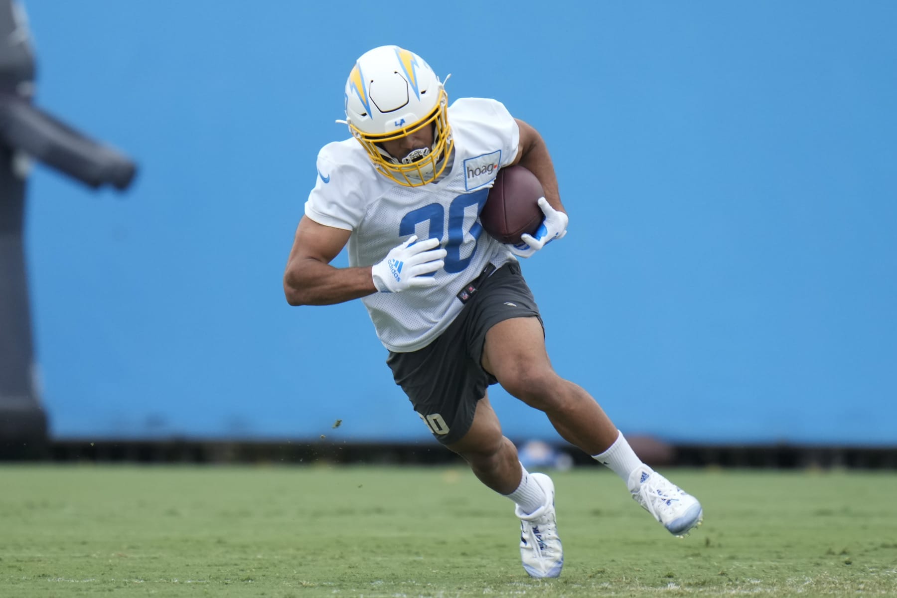 Los Angeles Chargers running back Austin Ekeler (30) runs a drill during the NFL football team's camp in Costa Mesa, Calif., Wednesday, June 14, 2023. (AP Photo/Jae C. Hong) Los Angeles Chargers running back Austin Ekeler (30) runs a drill during the NFL football team's camp in Costa Mesa, Calif., Wednesday, June 14, 2023. (AP Photo/Jae C. Hong)
