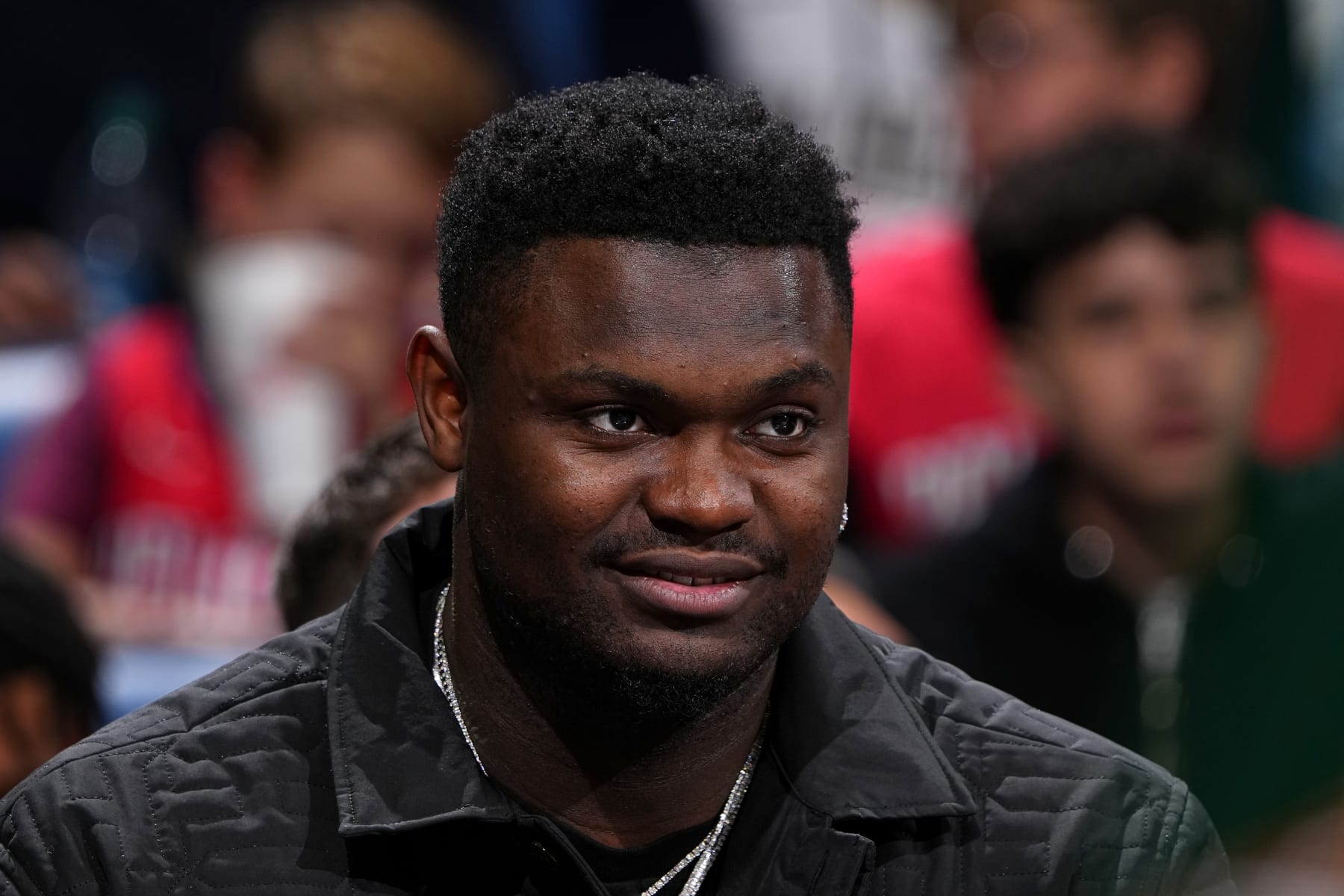 NEW ORLEANS, LA - MARCH 21: Zion Williamson #1 of the New Orleans Pelicans looks on during the game against the San Antonio Spurs on March 21, 2023 at the Smoothie King Center in New Orleans, Louisiana. NOTE TO USER: User expressly acknowledges and agrees that, by downloading and or using this Photograph, user is consenting to the terms and conditions of the Getty Images License Agreement. Mandatory Copyright Notice: Copyright 2023 NBAE (Photo by Garrett Ellwood/NBAE via Getty Images)