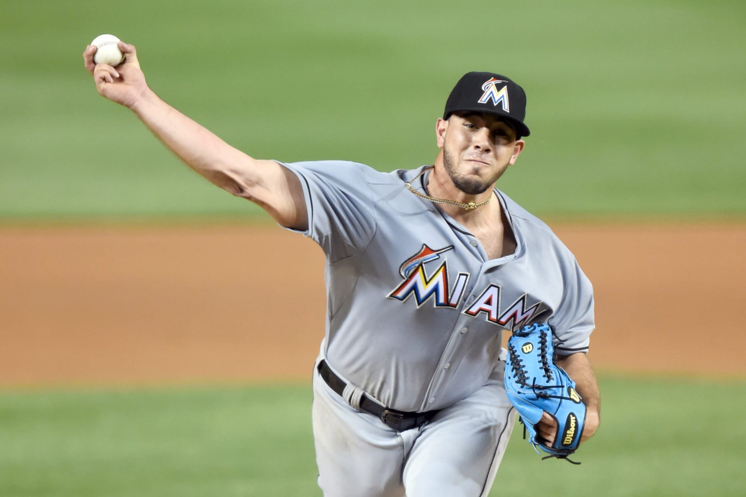 WASHINGTON, DC - SEPTEMBER 18:  Jose Fernandez #16 of the Miami Marlins pitches during a baseball game against the Washington Nationals at Nationals Park on September 18, 2015 in Washington, DC.  The Nationals won 5-4 in 10 innings.  (Photo by Mitchell Layton/Getty Images)
