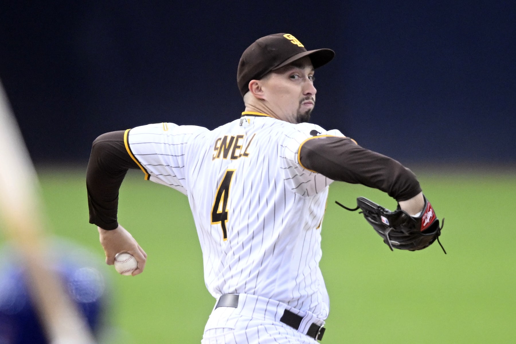 SAN DIEGO, CA - JUNE 5: Blake Snell #4 of the San Diego Padres pitches in the first inning against the Chicago Cubs June 5, 2023 at Petco Park in San Diego, California. (Photo by Denis Poroy/Getty Images)