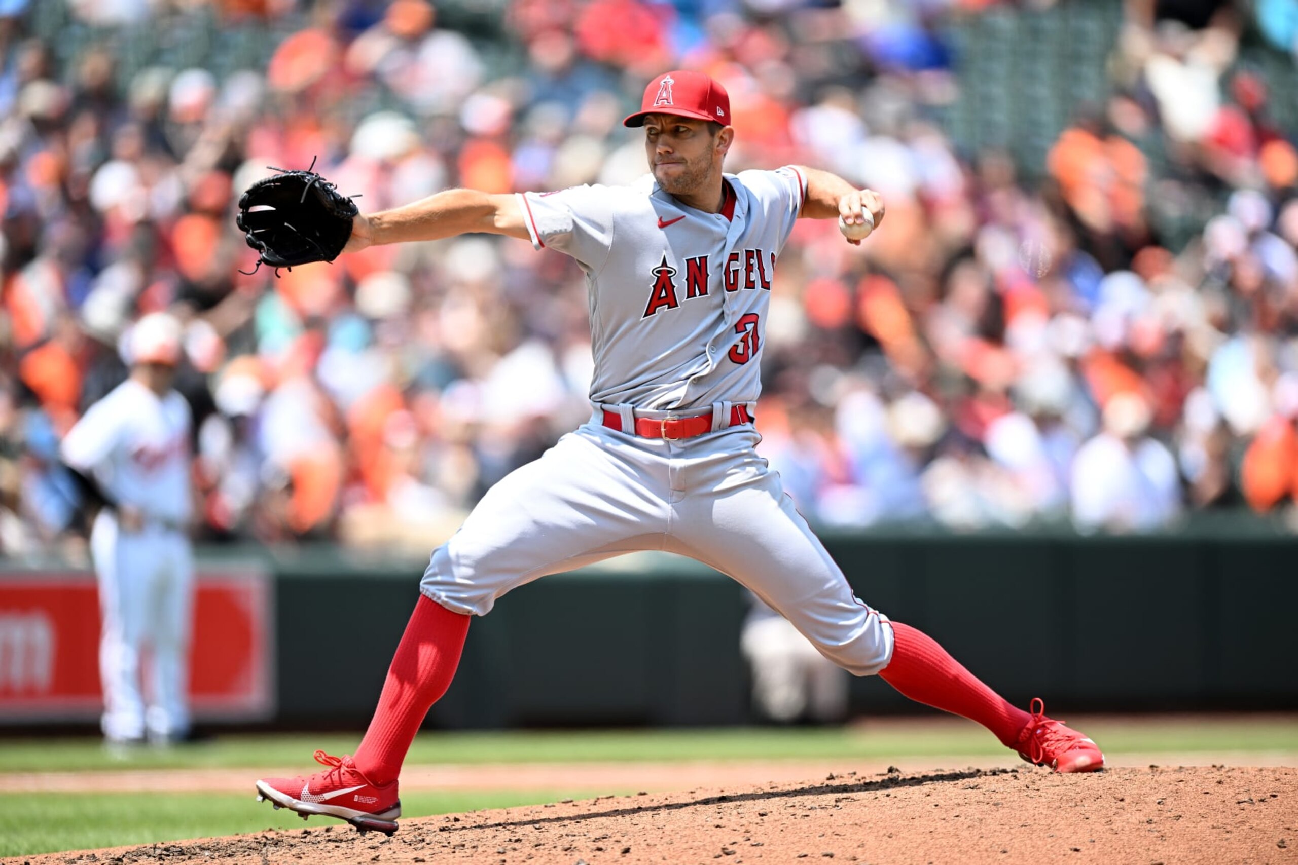 BALTIMORE, MARYLAND - MAY 18: Tyler Anderson #31 of the Los Angeles Angels pitches against the Baltimore Orioles at Oriole Park at Camden Yards on May 18, 2023 in Baltimore, Maryland. (Photo by G Fiume/Getty Images)