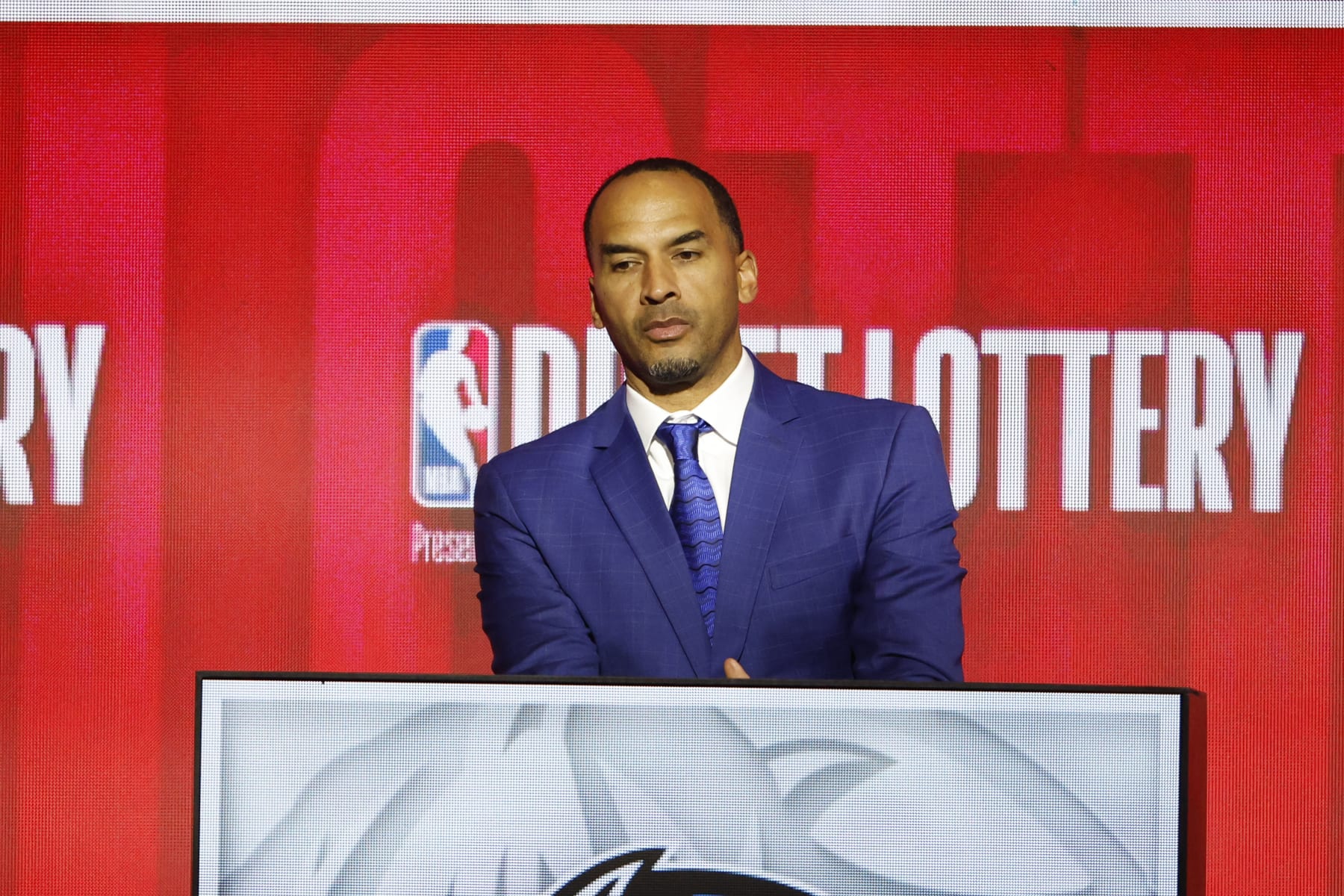 CHICAGO,IL - MAY 16: EVP and General Manager Nico Harrison represents the Dallas Mavericks during the 2023 NBA Draft Lottery at McCormick Place on May 16, 2023 in Chicago, Illinois. NOTE TO USER: User expressly acknowledges and agrees that, by downloading and or using this photograph, user is consenting to the terms and conditions of the Getty Images License Agreement. Mandatory Copyright Notice: Copyright 2023 NBAE (Photo by Kamil Krzaczynski/NBAE via Getty Images)