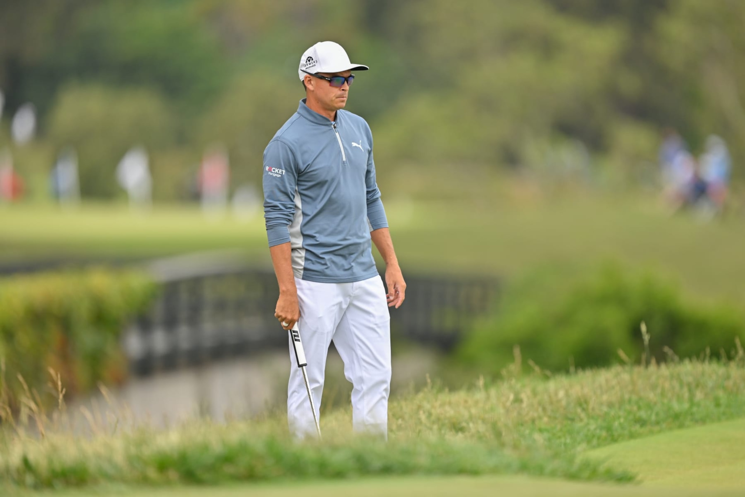 LOS ANGELES, CALIFORNIA - JUNE 15: Rickie Fowler stands behind his ball on the ninth green during the first round of the 123rd U.S. Open Championship at The Los Angeles Country Club (North Course) on June 15, 2023 in Los Angeles, California. (Photo by Ben Jared/PGA TOUR via Getty Images)
