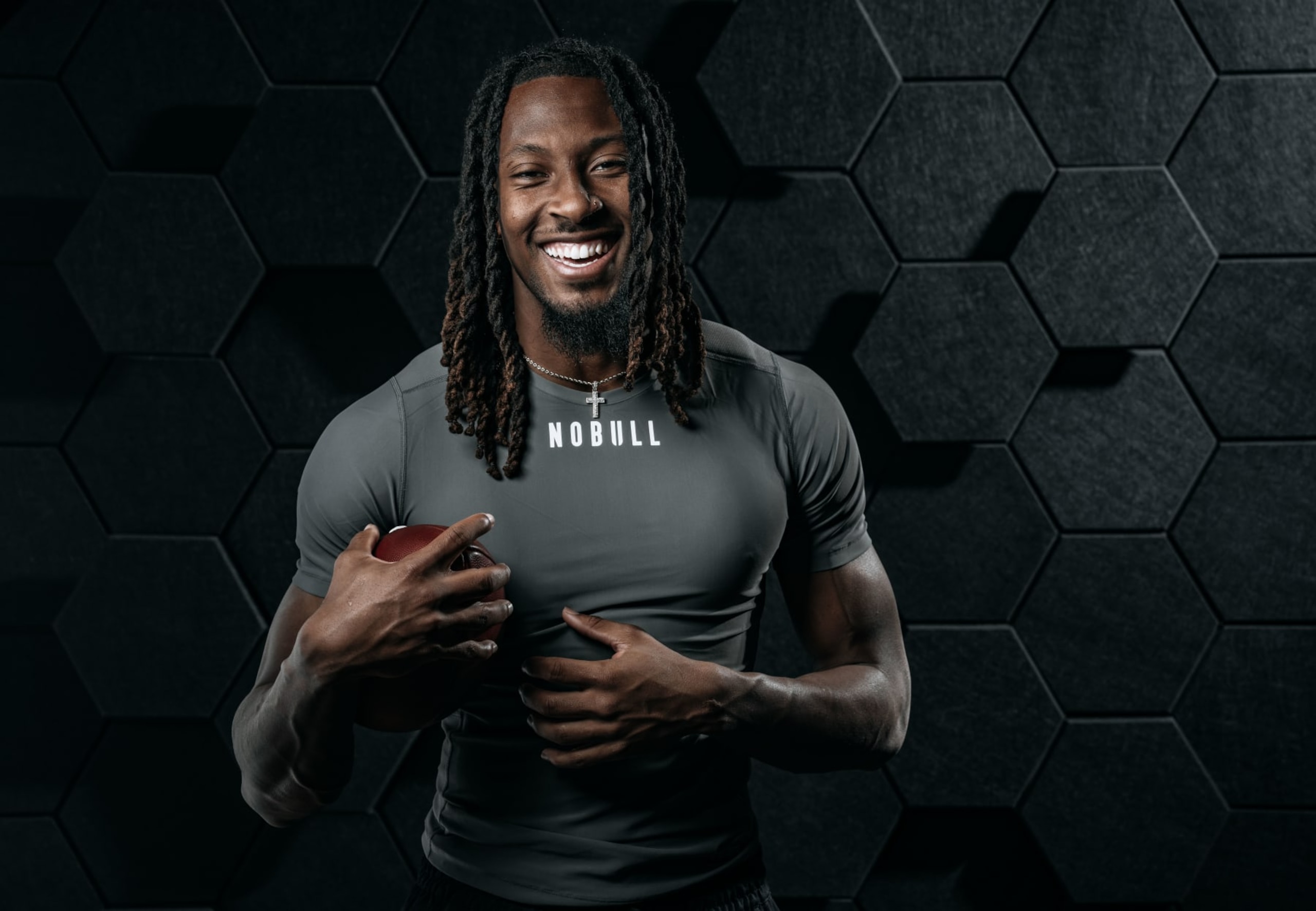 INDIANAPOLIS, IN - MARCH 02: Quentin Johnson of TCU poses for a portrait during the NFL Scouting Combine at Lucas Oil Stadium on March 2, 2023 in Indianapolis, Indiana. (Photo by Todd Rosenberg/Getty Images)
