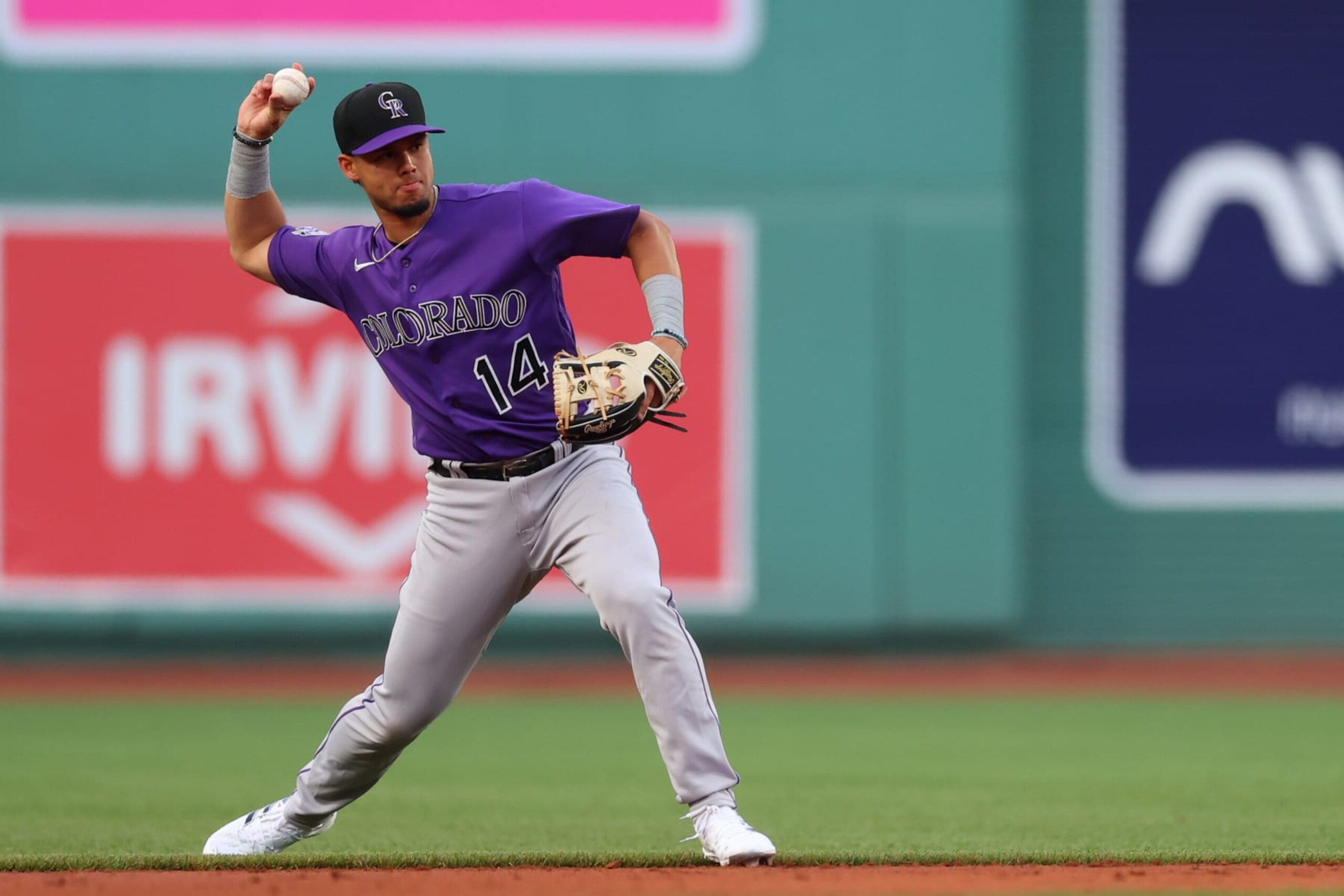 BOSTON, MASSACHUSETTS - JUNE 13: Ezequiel Tovar #14 of the Colorado Rockies fields the ball against the Boston Red Sox during the second inning at Fenway Park on June 13, 2023 in Boston, Massachusetts. (Photo by Maddie Meyer/Getty Images) BOSTON, MASSACHUSETTS - JUNE 13: Ezequiel Tovar #14 of the Colorado Rockies fields the ball against the Boston Red Sox during the second inning at Fenway Park on June 13, 2023 in Boston, Massachusetts. (Photo by Maddie Meyer/Getty Images)